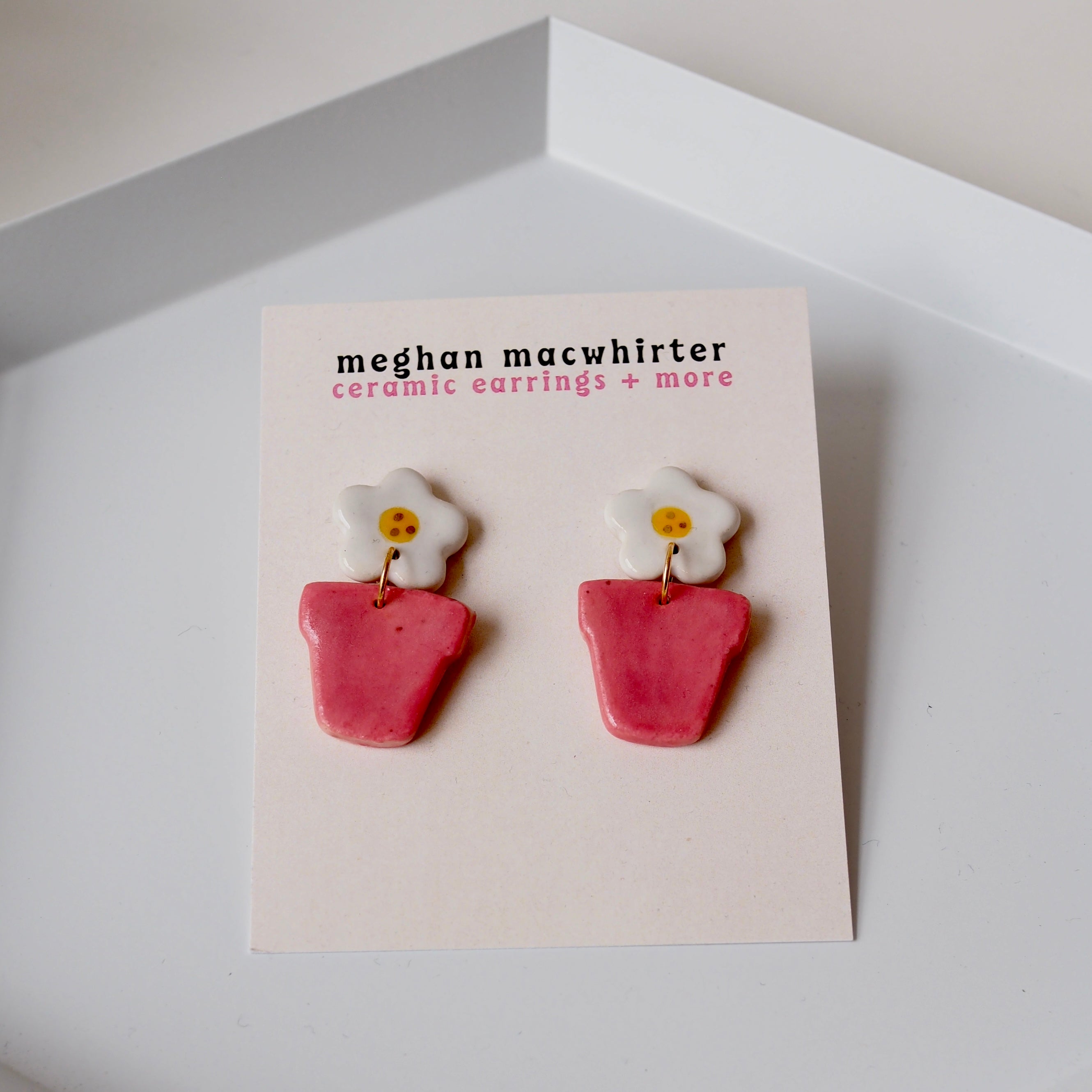 Flower Pot Earrings - Pink Pot