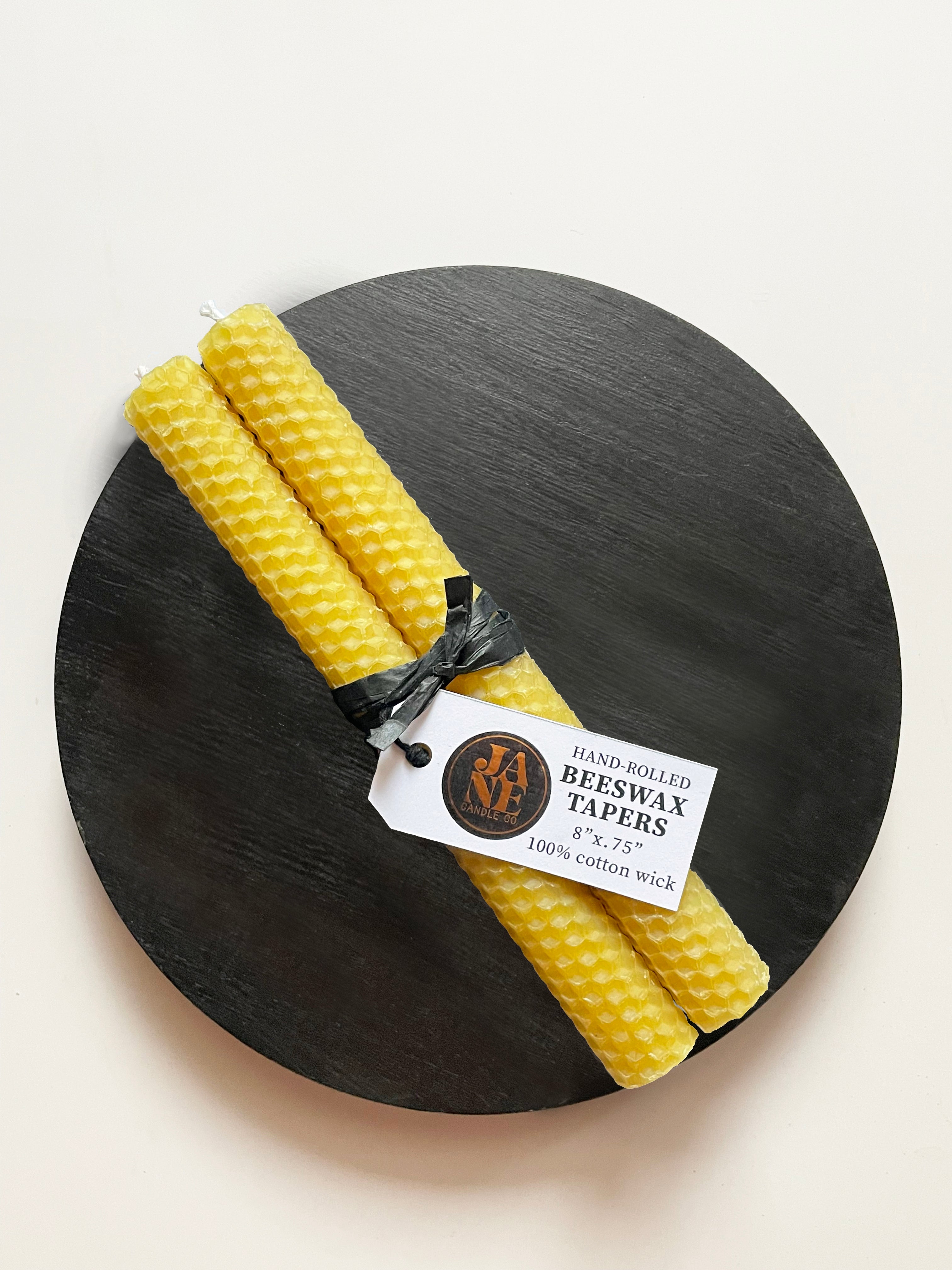 Hand-rolled Beeswax Taper Set of 2 Honey