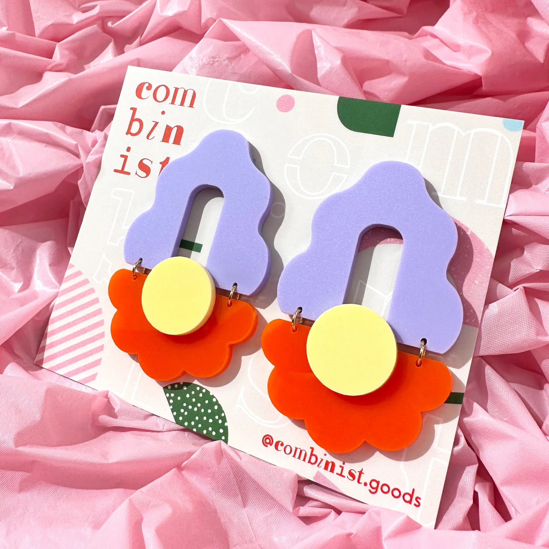 Flourish Arch Dangles | Lilac, Orange, Yellow