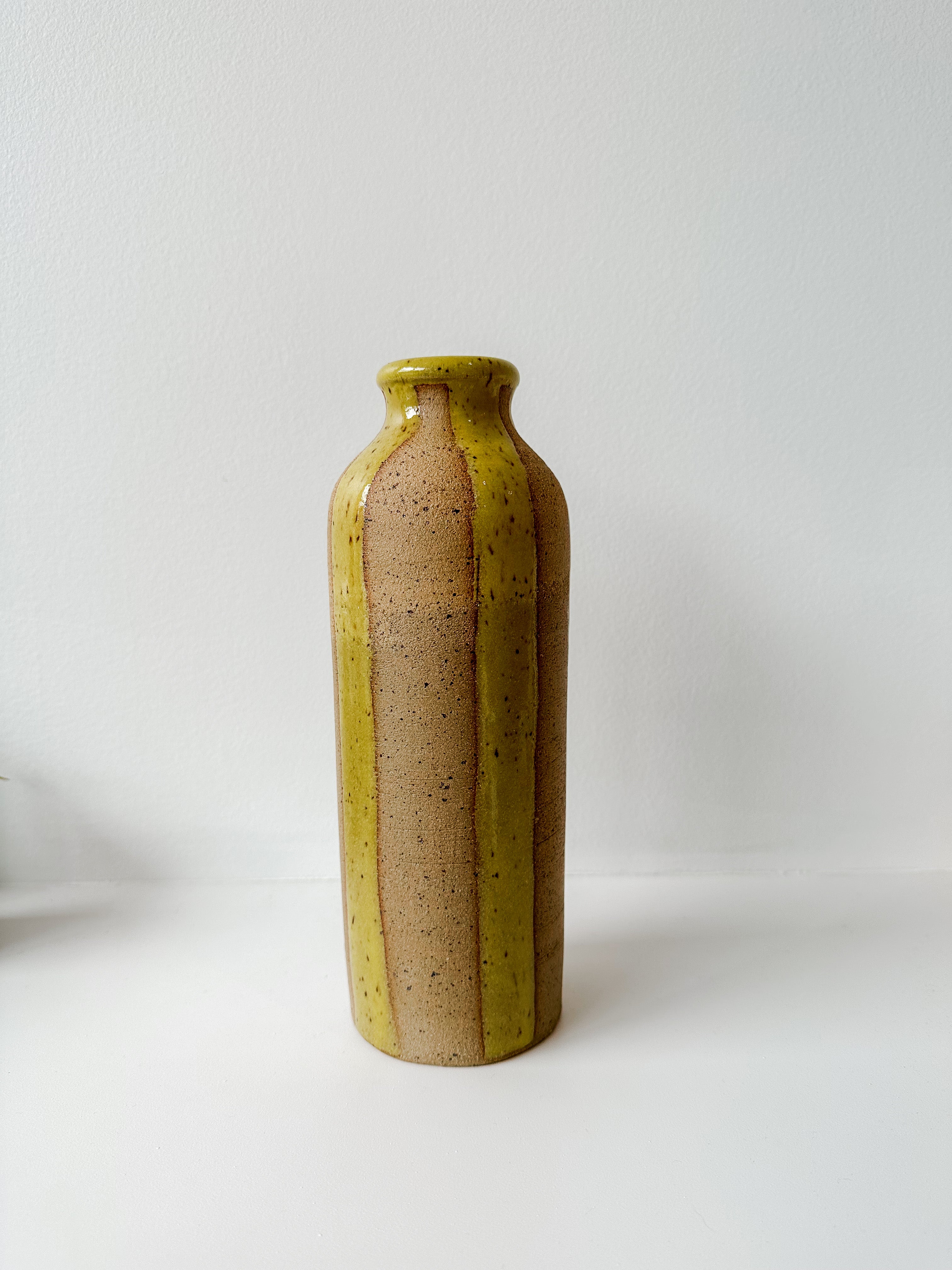 Tall Striped Yellow Vase