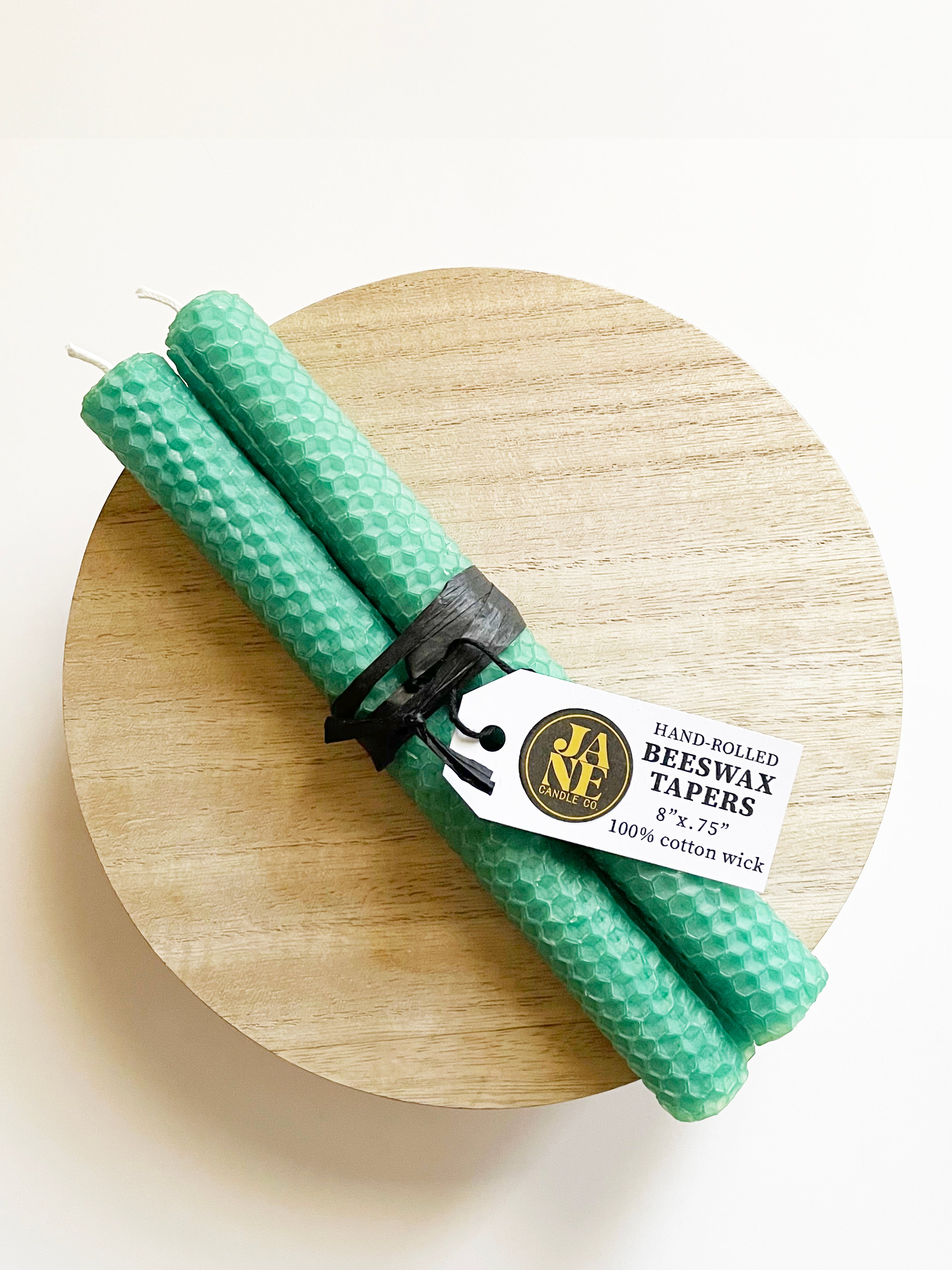 Hand-rolled Beeswax Taper Set of 2 Spring Green