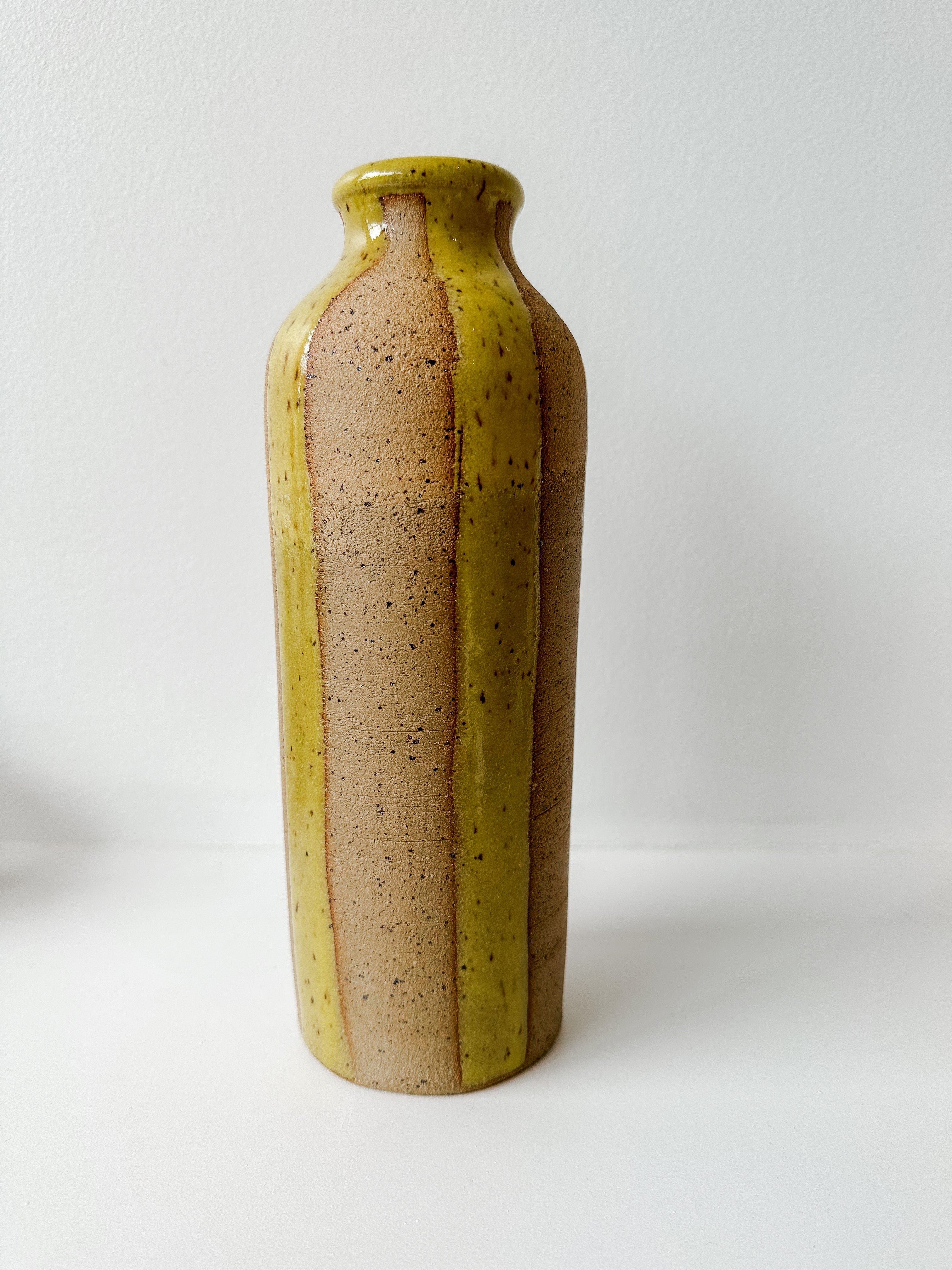 Tall Striped Yellow Vase