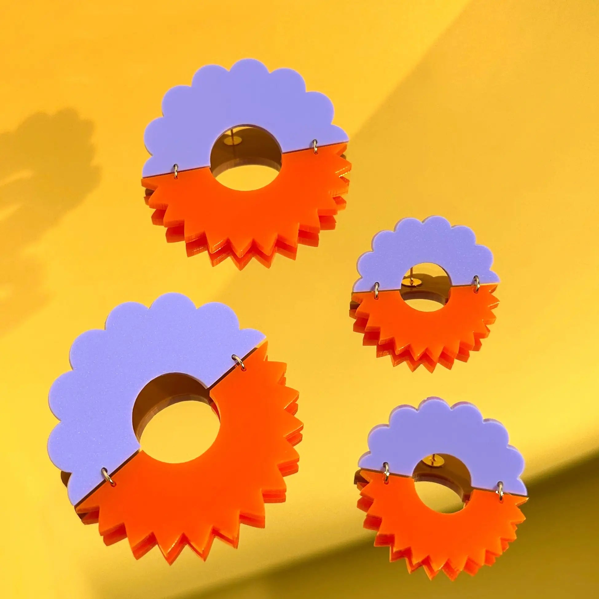 Flourish Duo Studs Large | Orange + Lilac