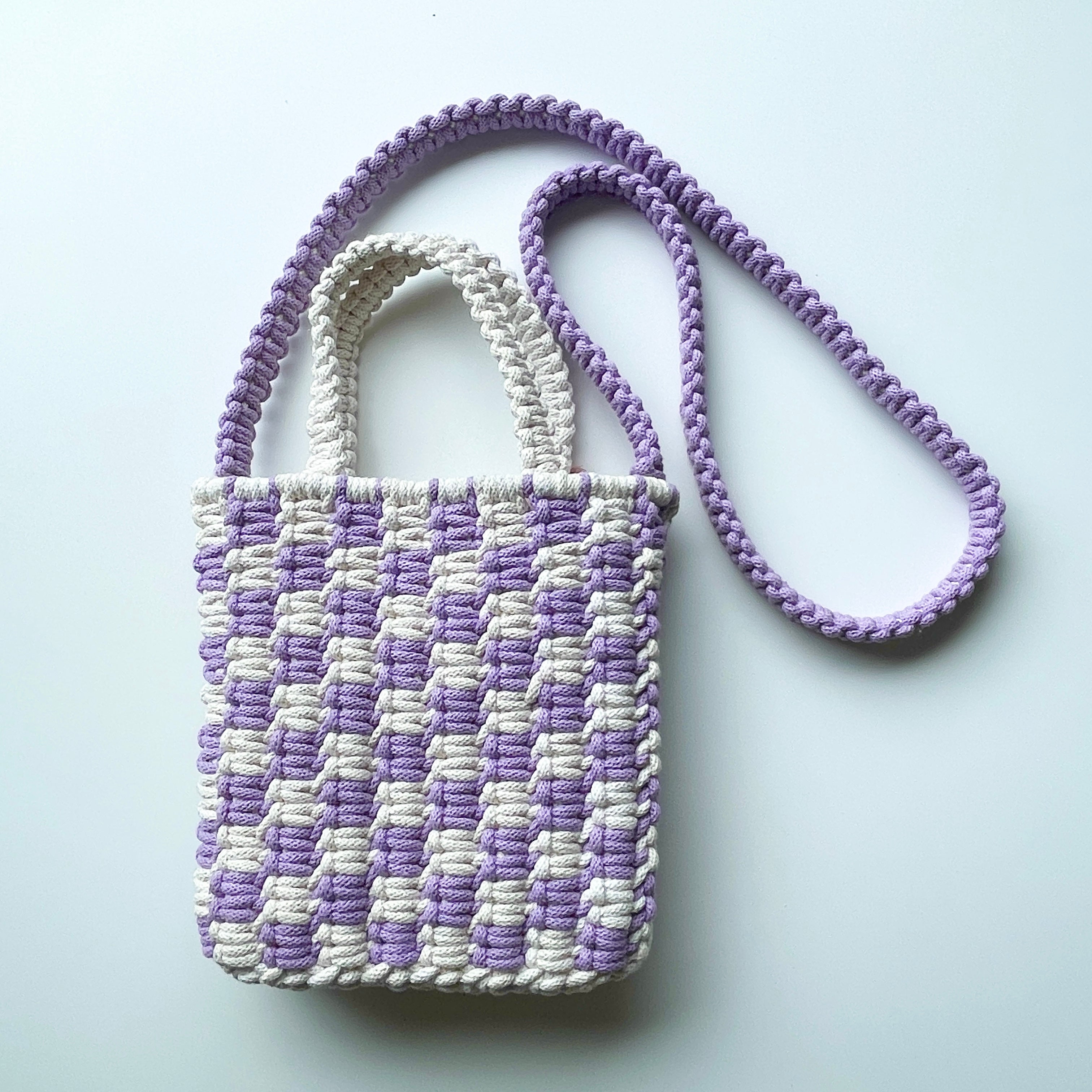 Checkered Macrame Crossbody Bag