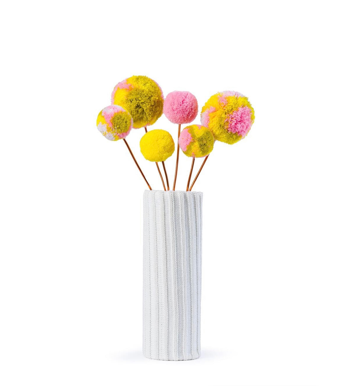Pink & Yellow Pom Flowers Bouquet