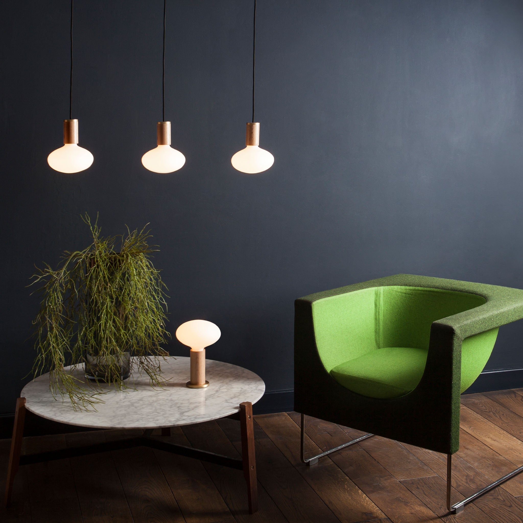 Oval Dim to Warm Pendant Light in Oak