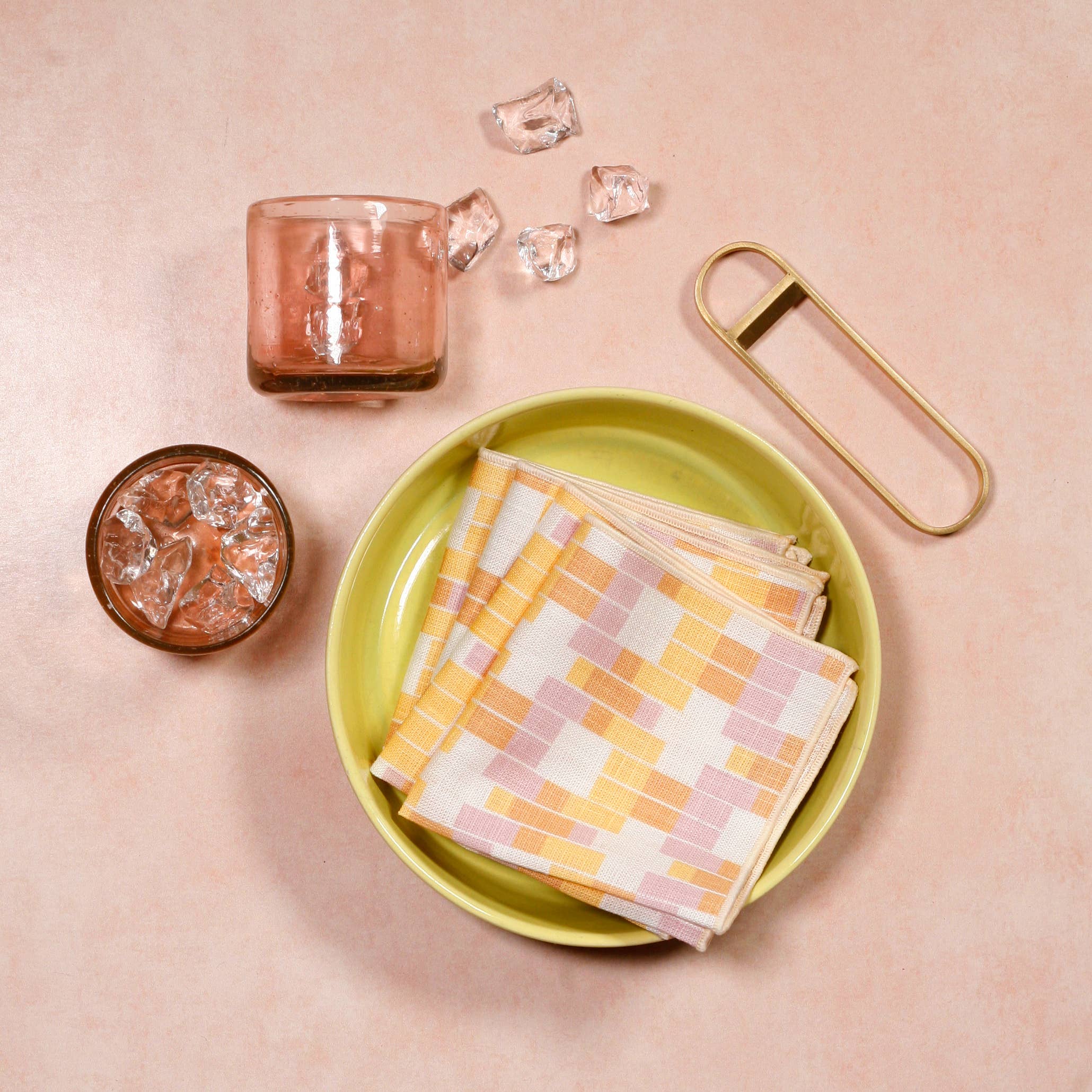 Lattice Print - 100% Linen Cocktail Napkins, set/4