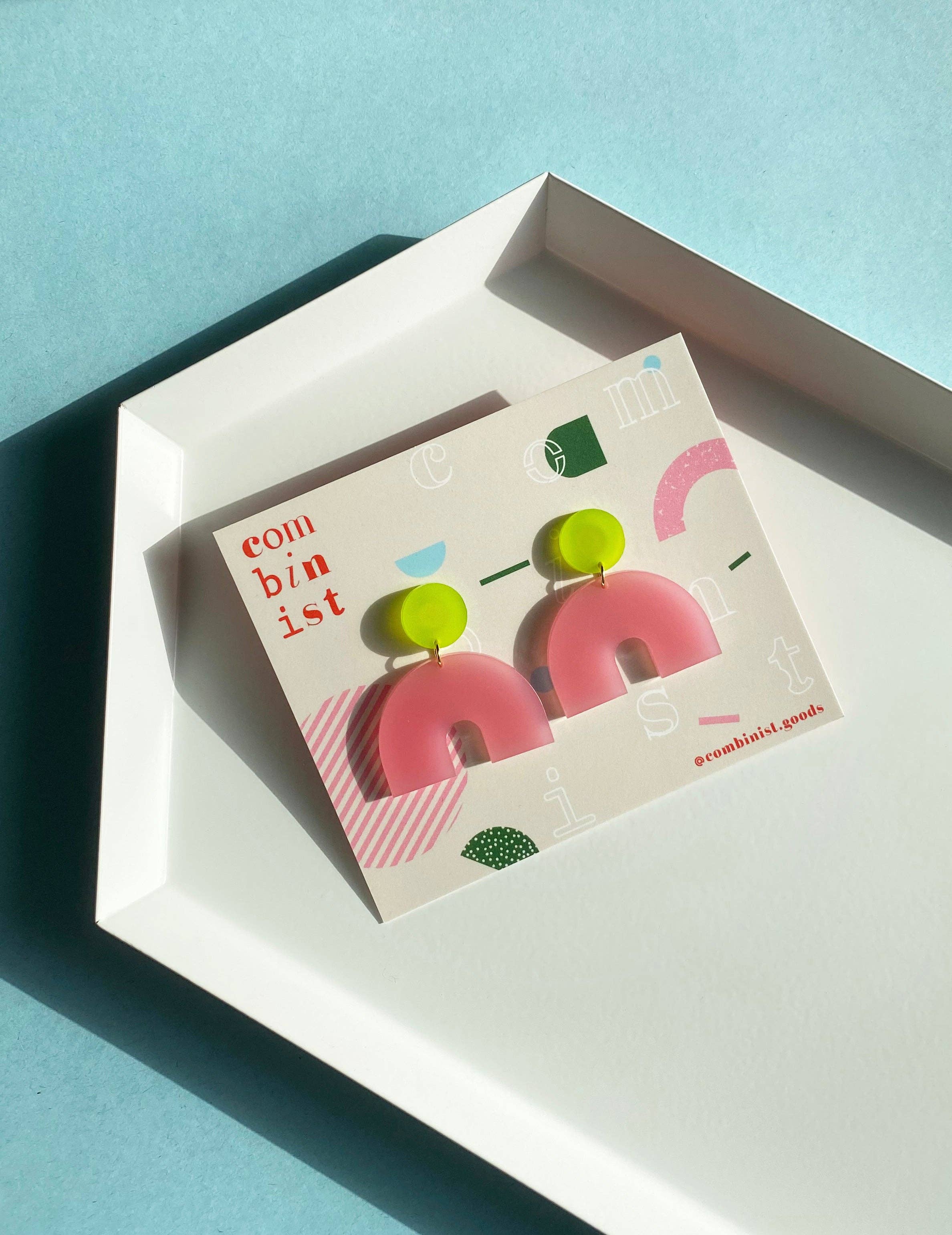 Daze Small Earrings | Lime + Pink