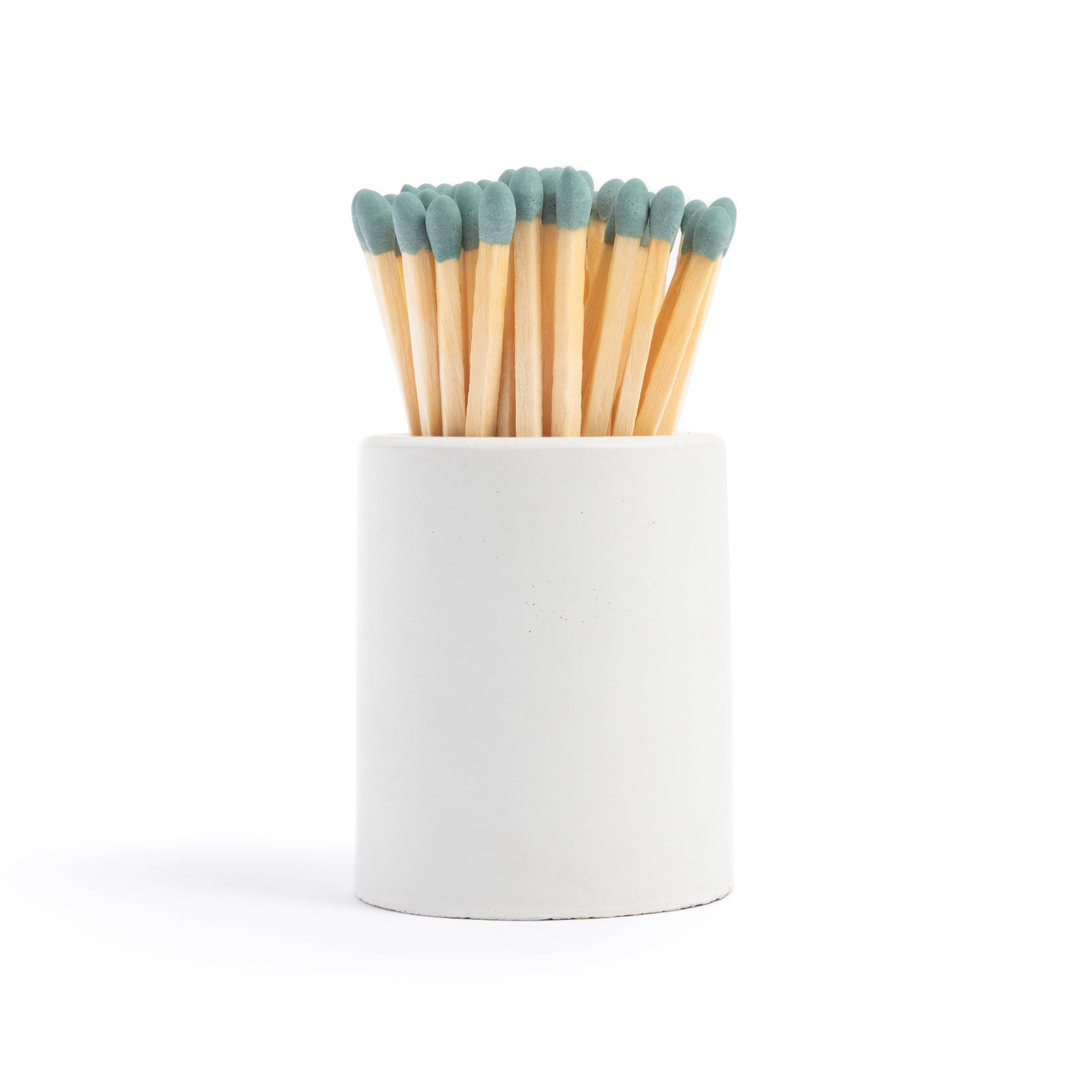 White Round Vessel with Marine Sage Matchsticks