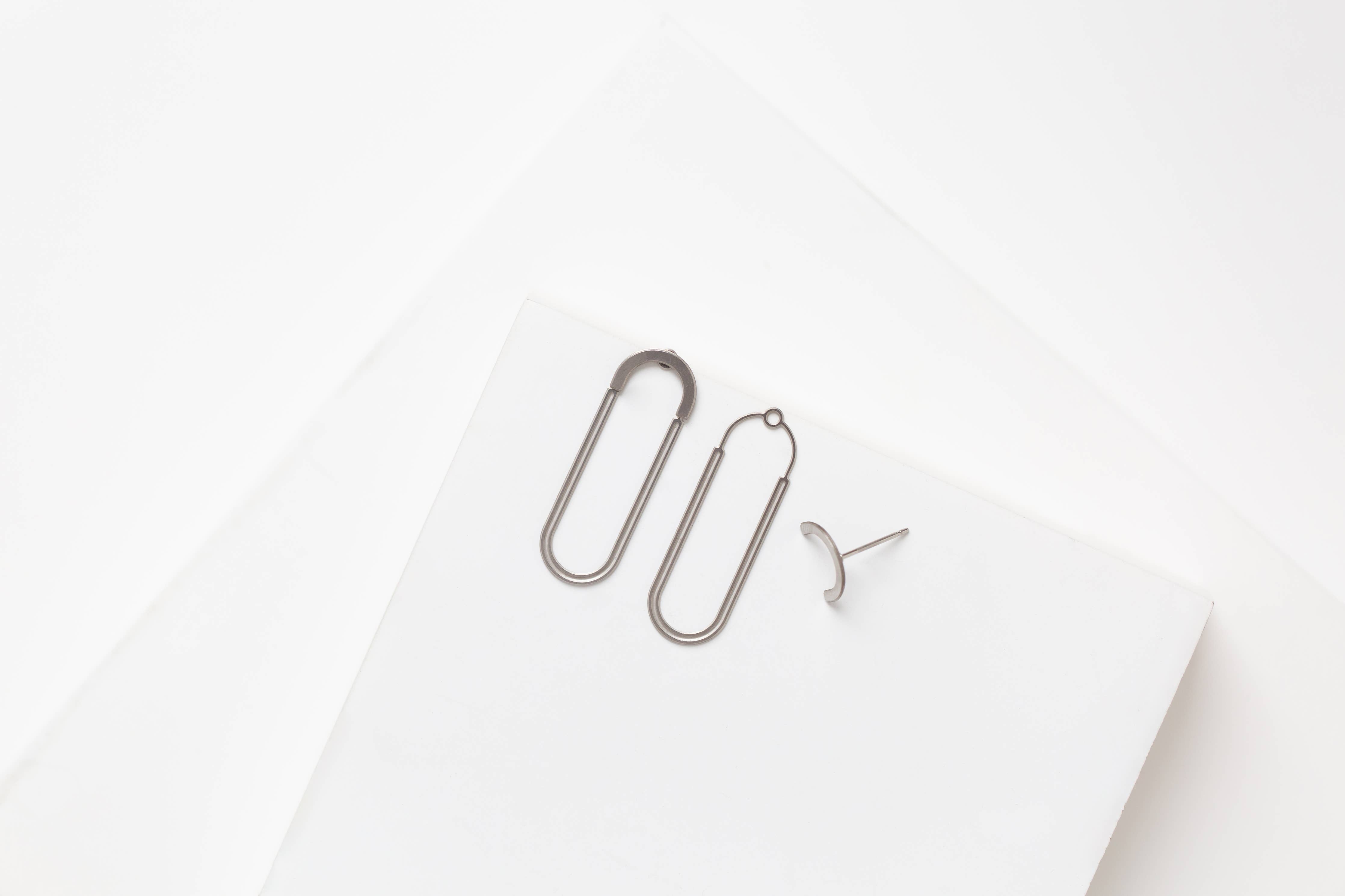 Arc Earring Jacket Set - Stainless Steel