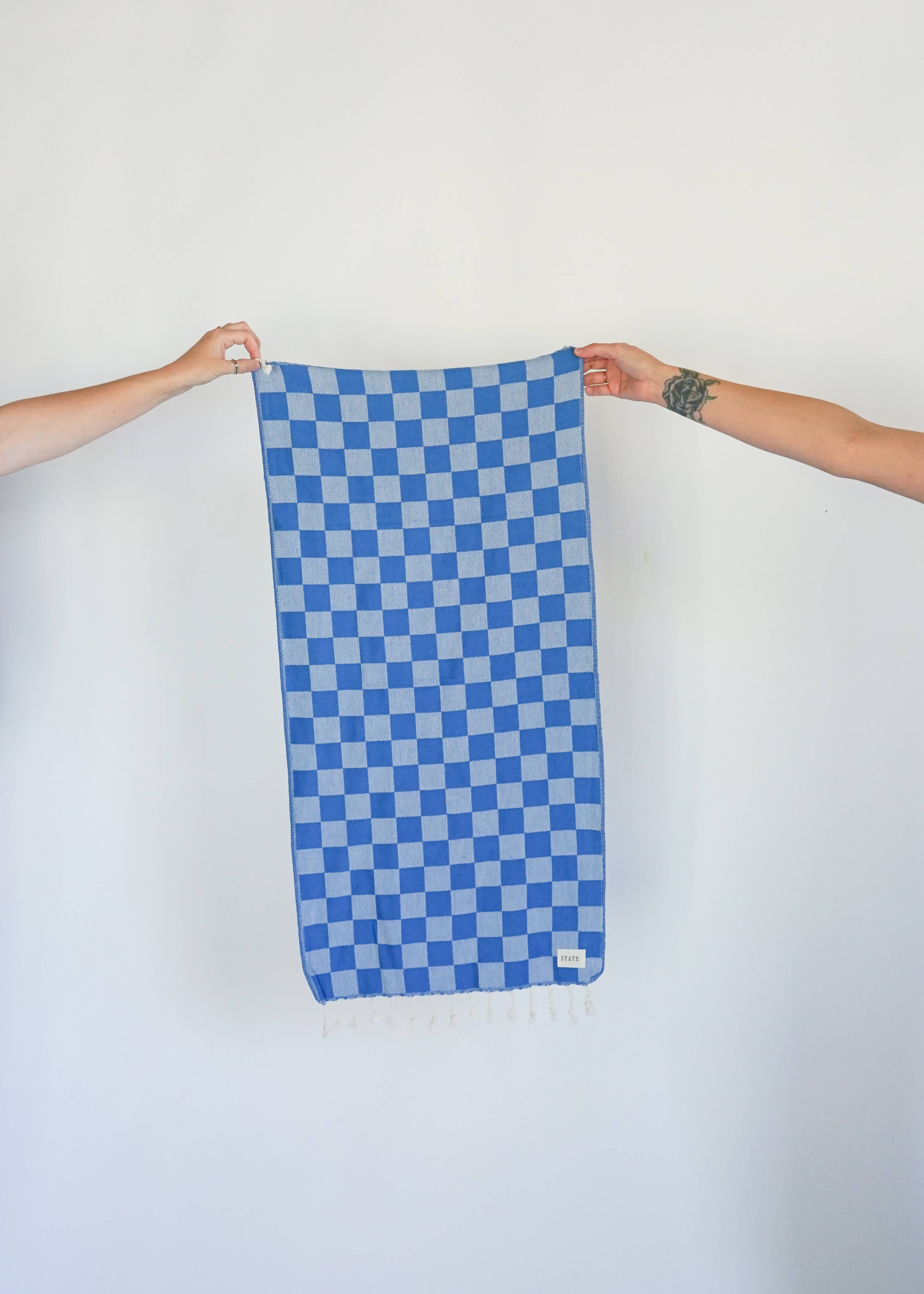 Check Turkish Hand Towel - Lake