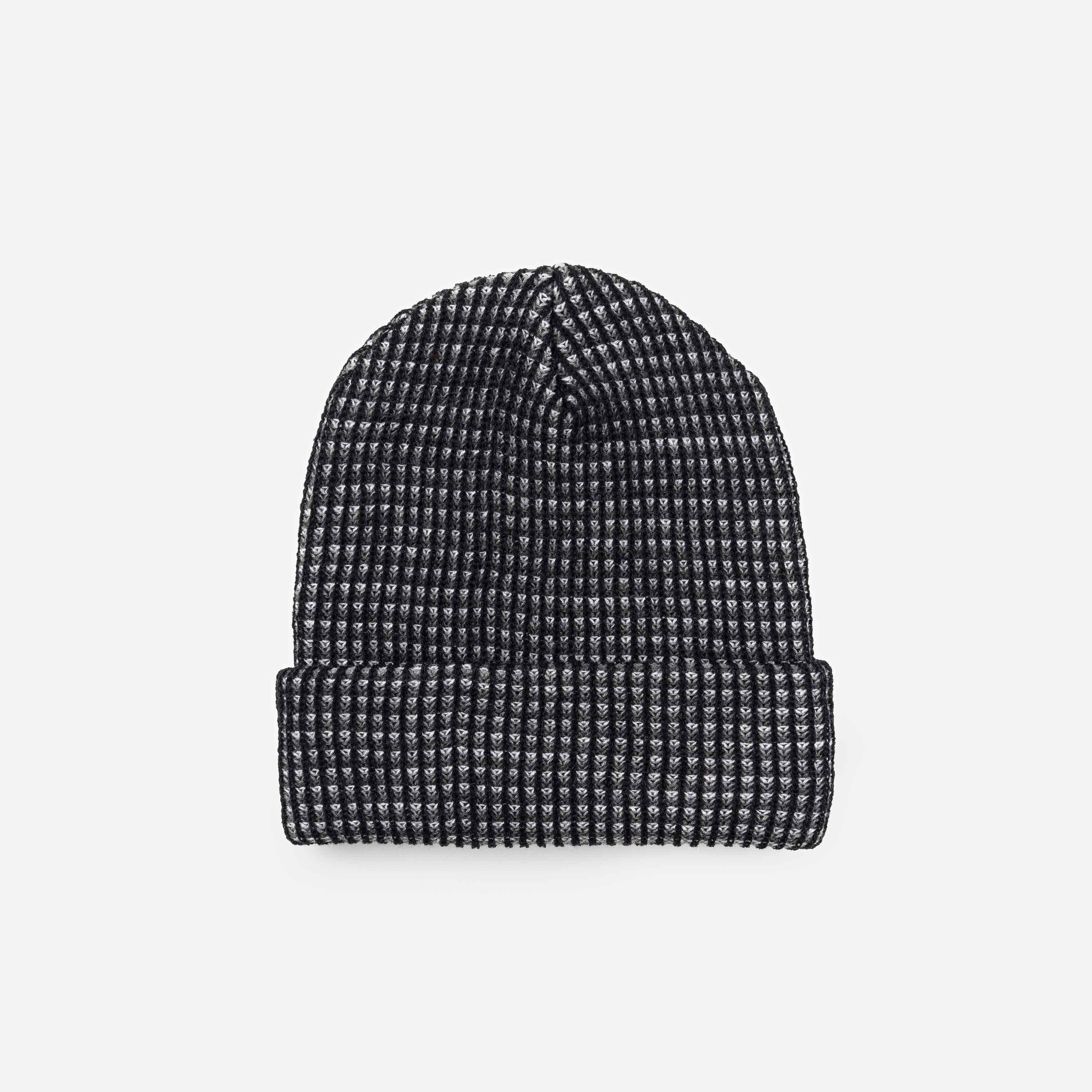Grid Knit Beanie - Black Grey