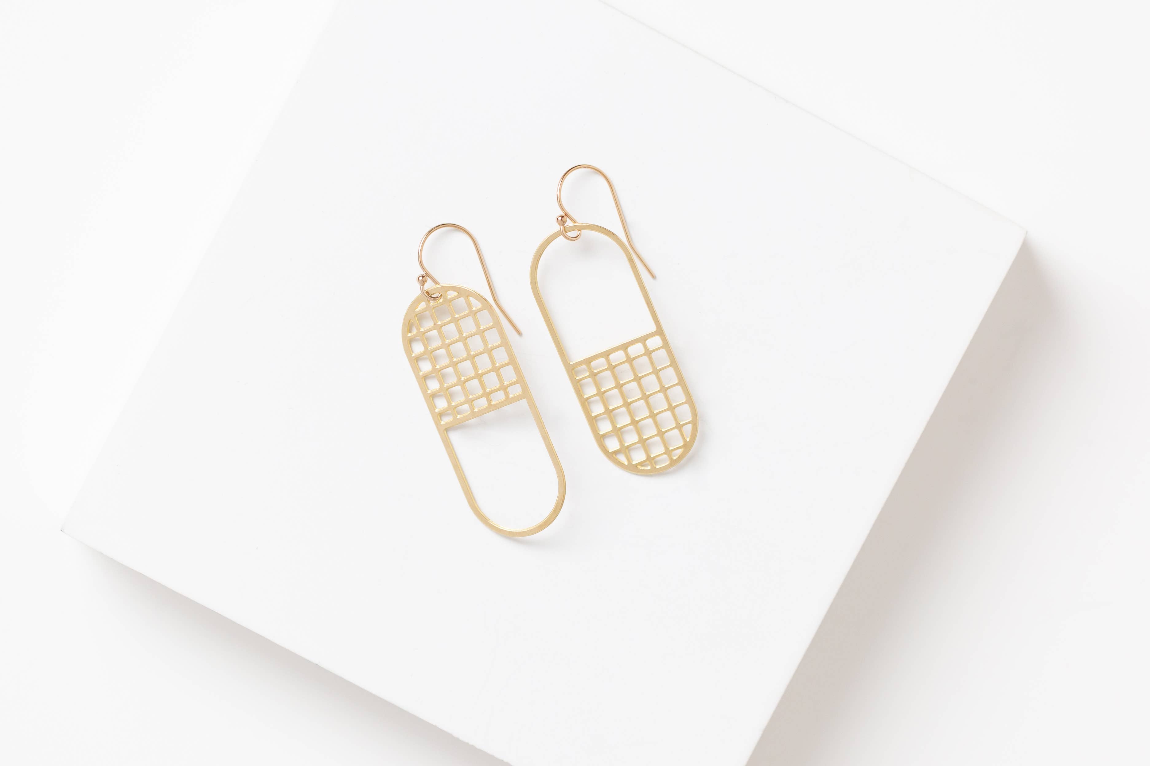50/50 Earrings | mismatched grid earrings