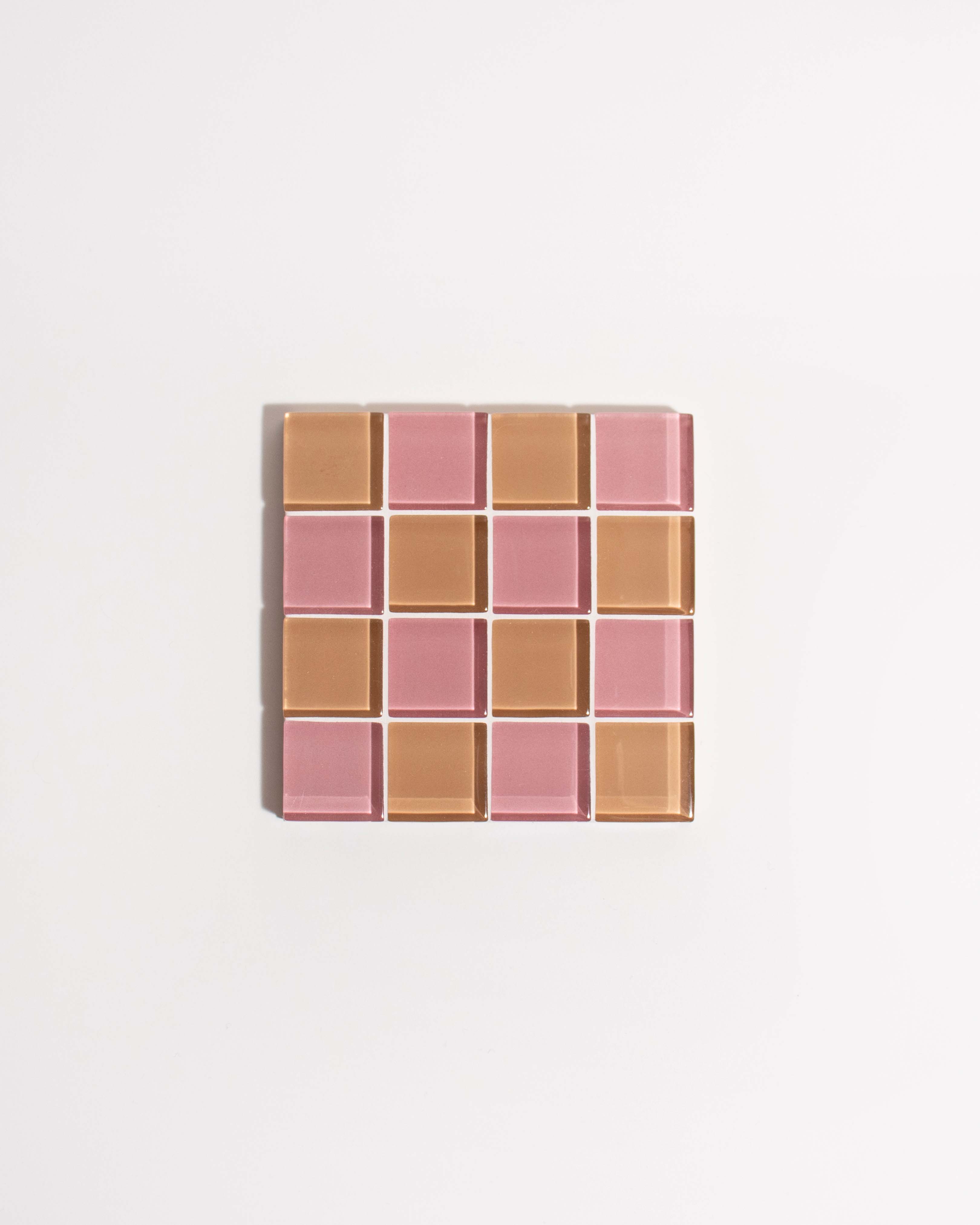 Glass Tile Coaster - Earthy Pink