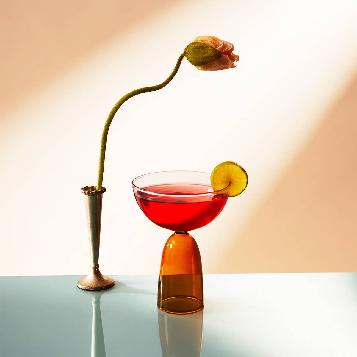 Mamo Coupe Glass | Clear + Amber