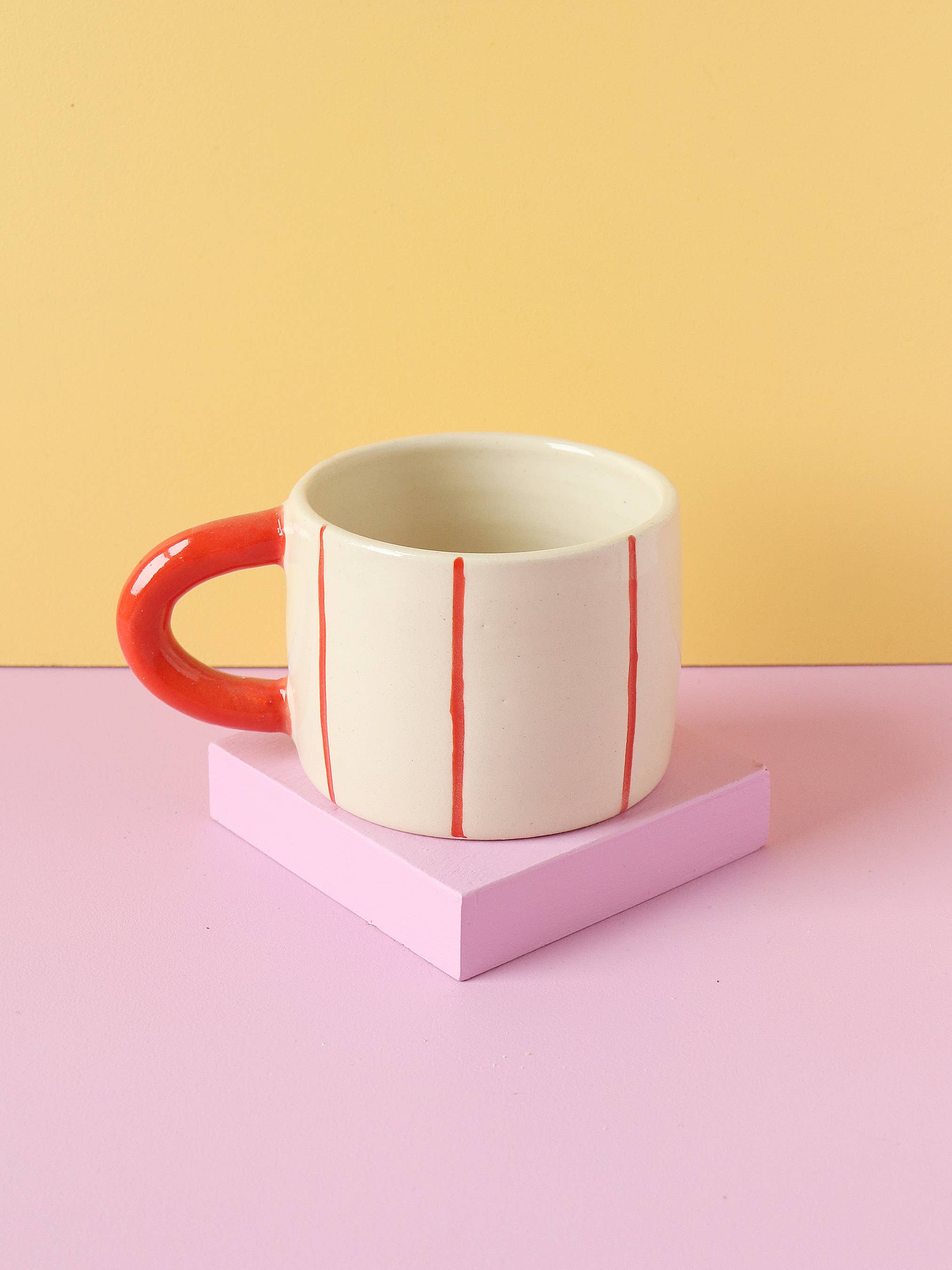 Short Ceramic Coffee Mug - Stripes