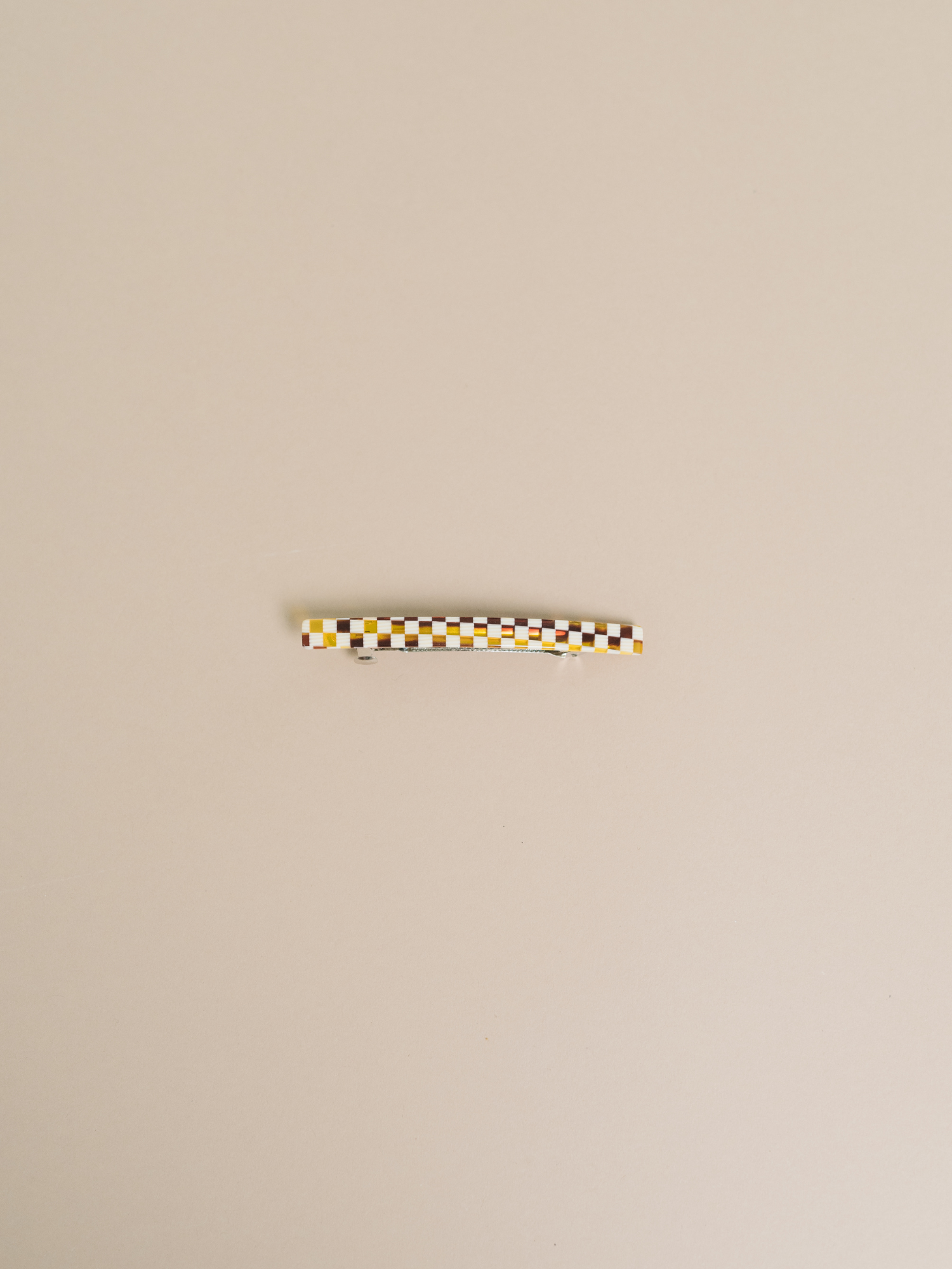 Jela Hair Barrette Clip: Brown + Cream Checkered
