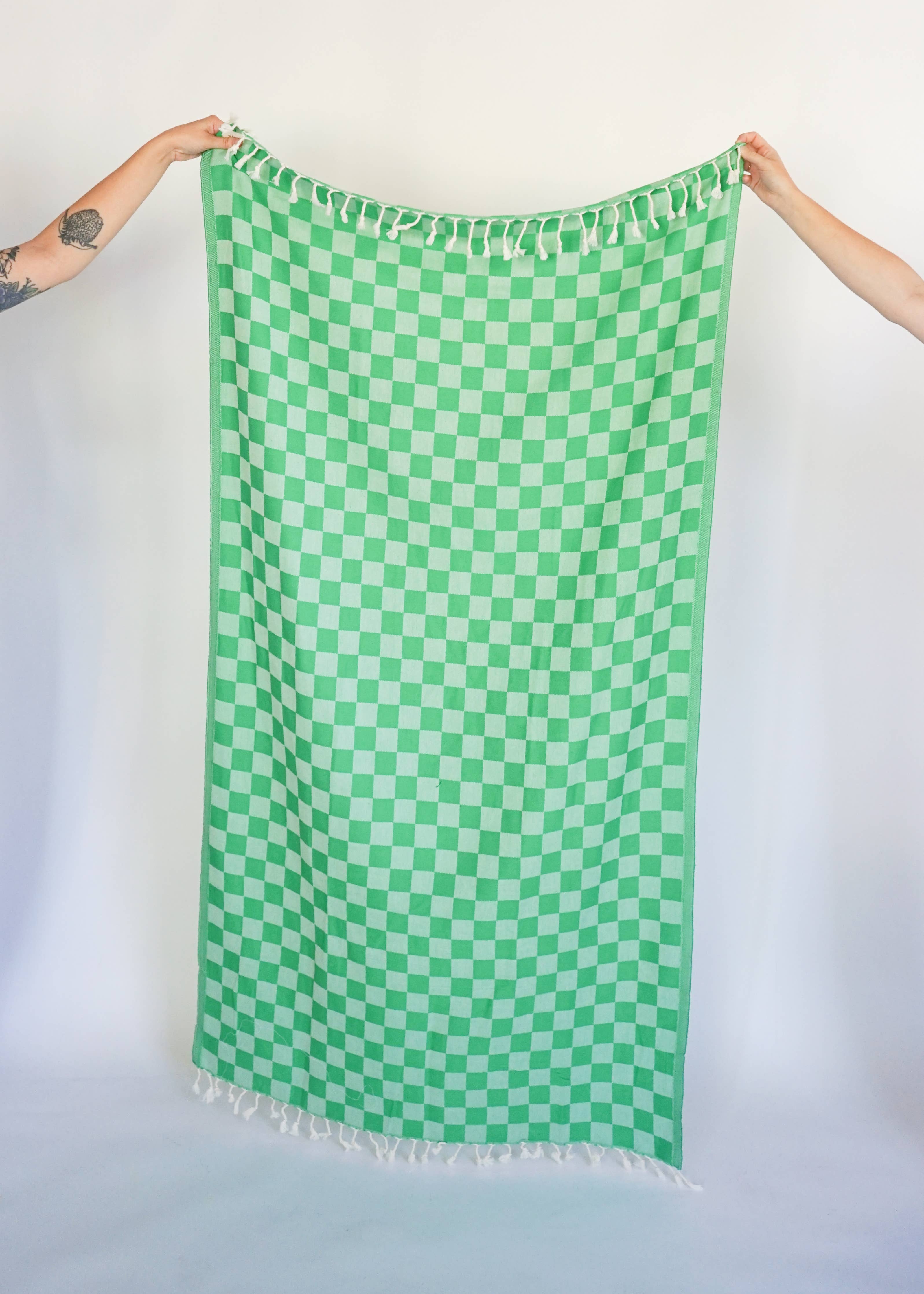 Check Turkish Bath Towel - Grass