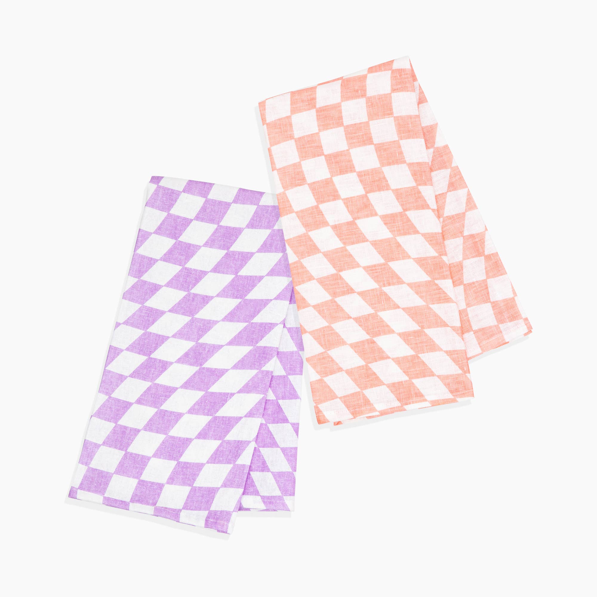 Linen Tea Towel Set in Checkers