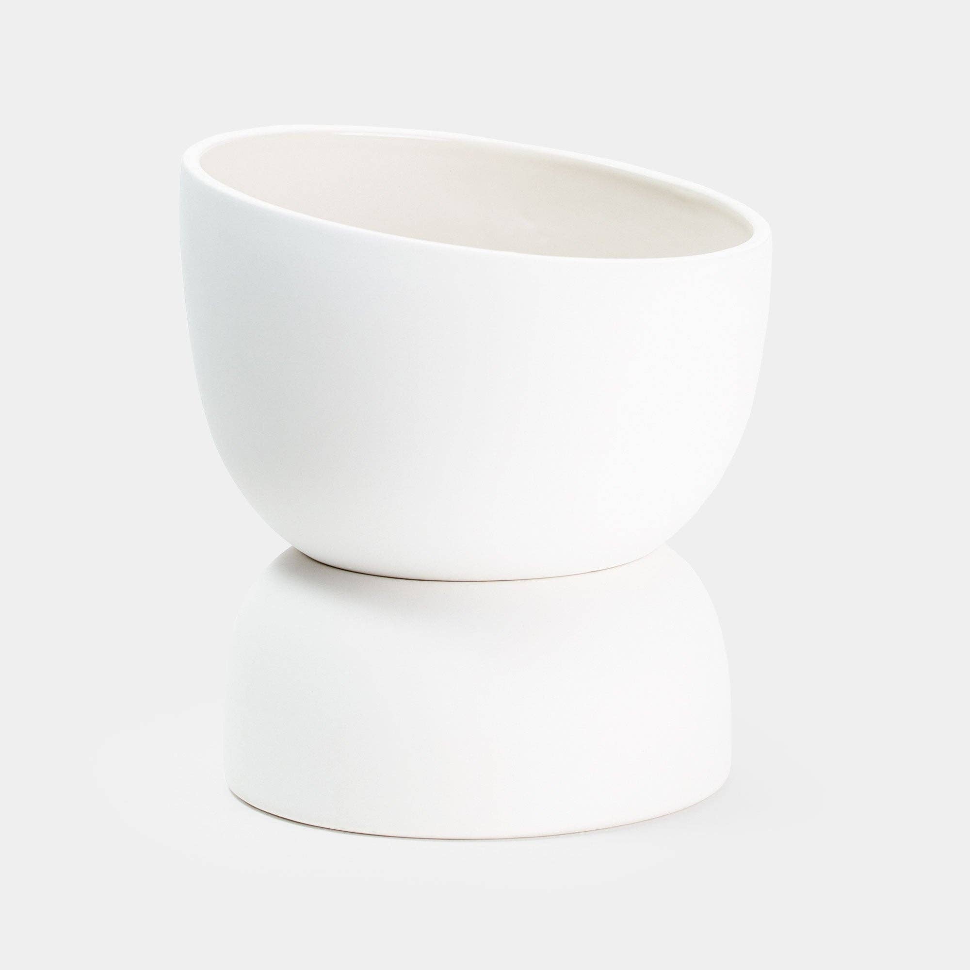 ceramic self watering planter Varick Ceramic Self Watering Pot: White Dolomite