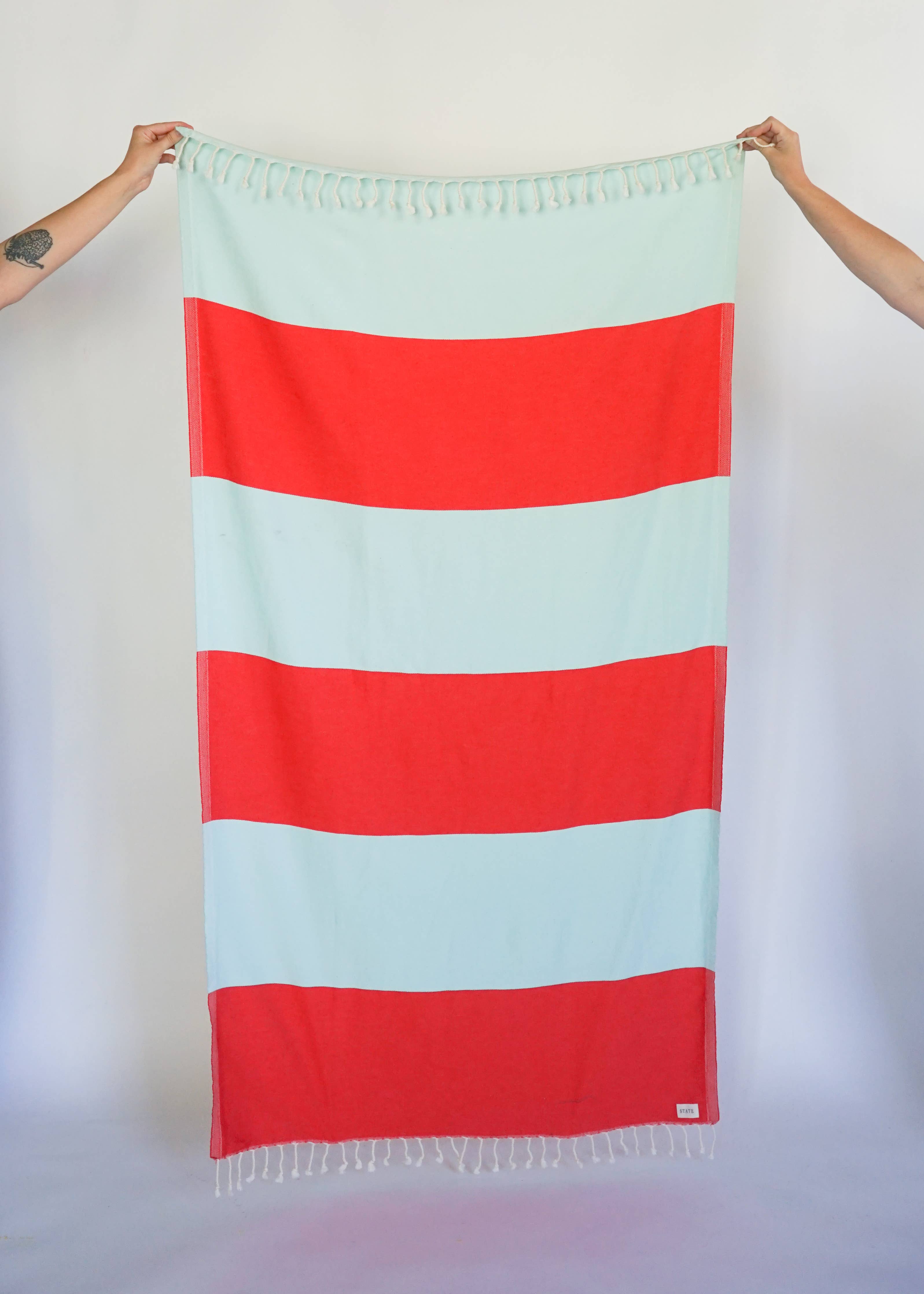 Wide Stripe Turkish Bath Towel / Sunrise