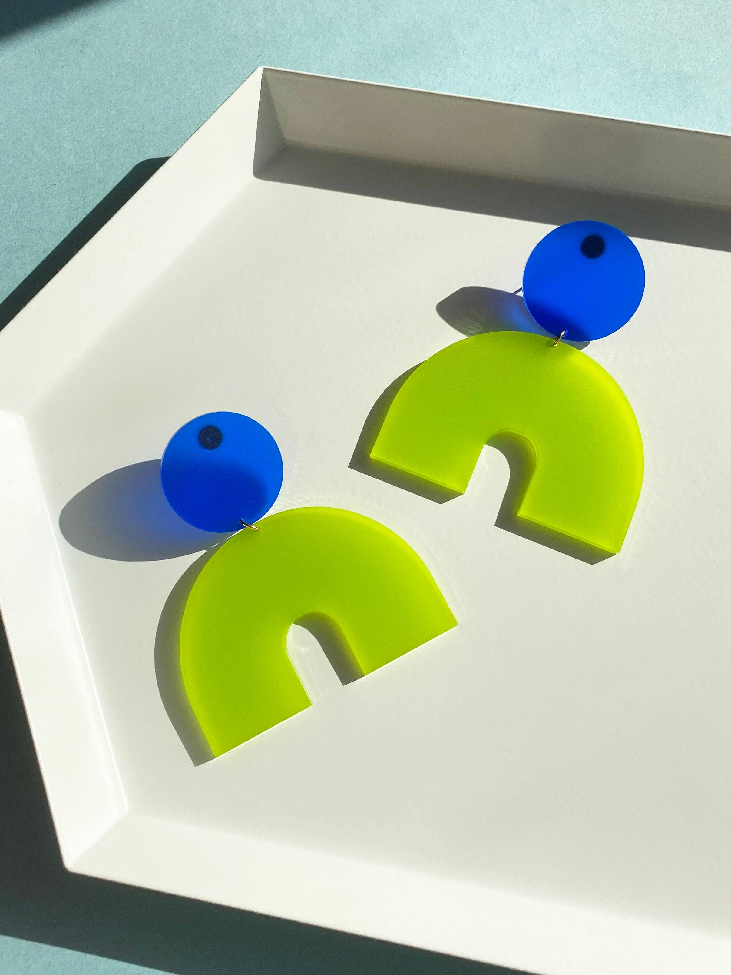 Daze Large Earrings | Blue + Lime