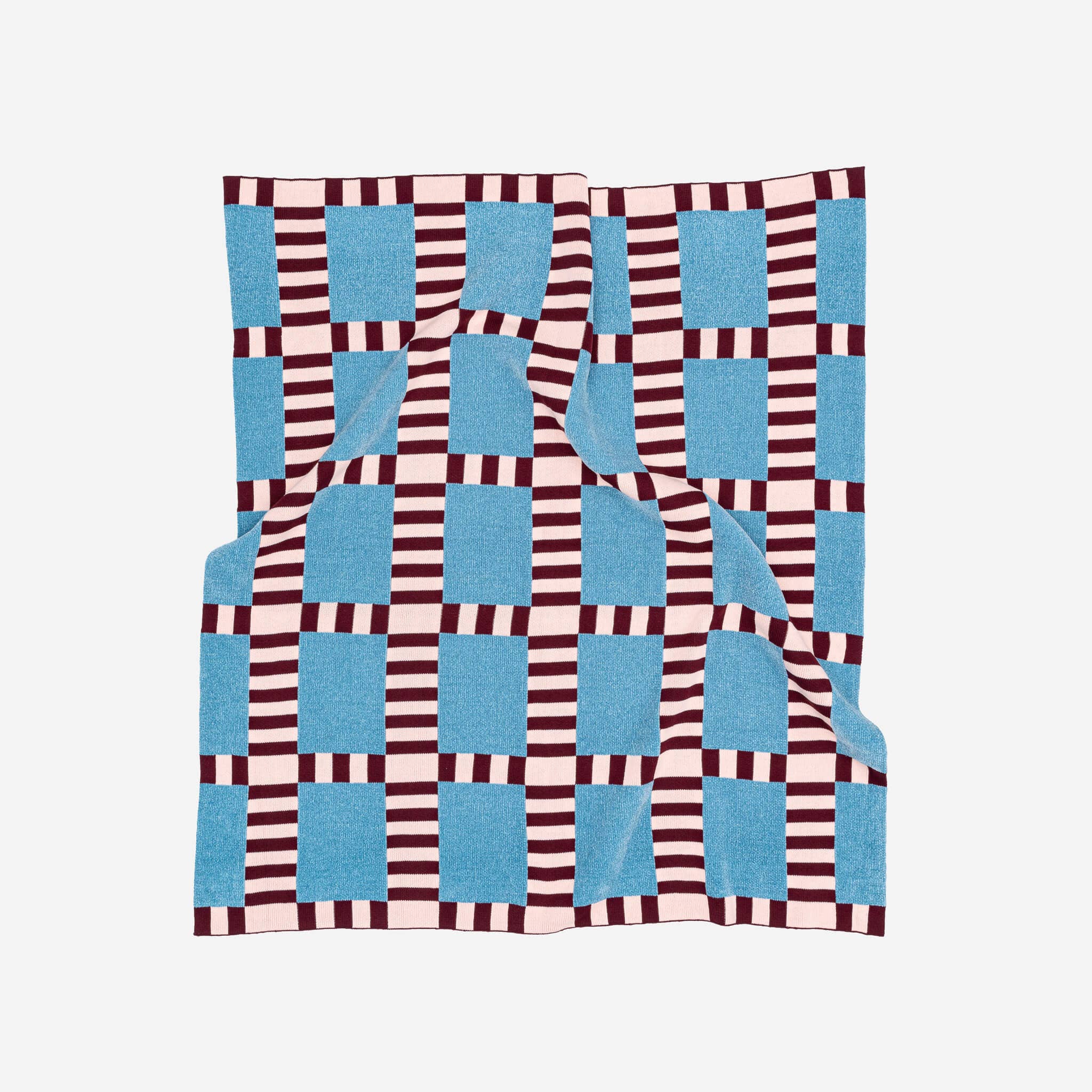 Tile Patch Chenille Throw | Stone Blue