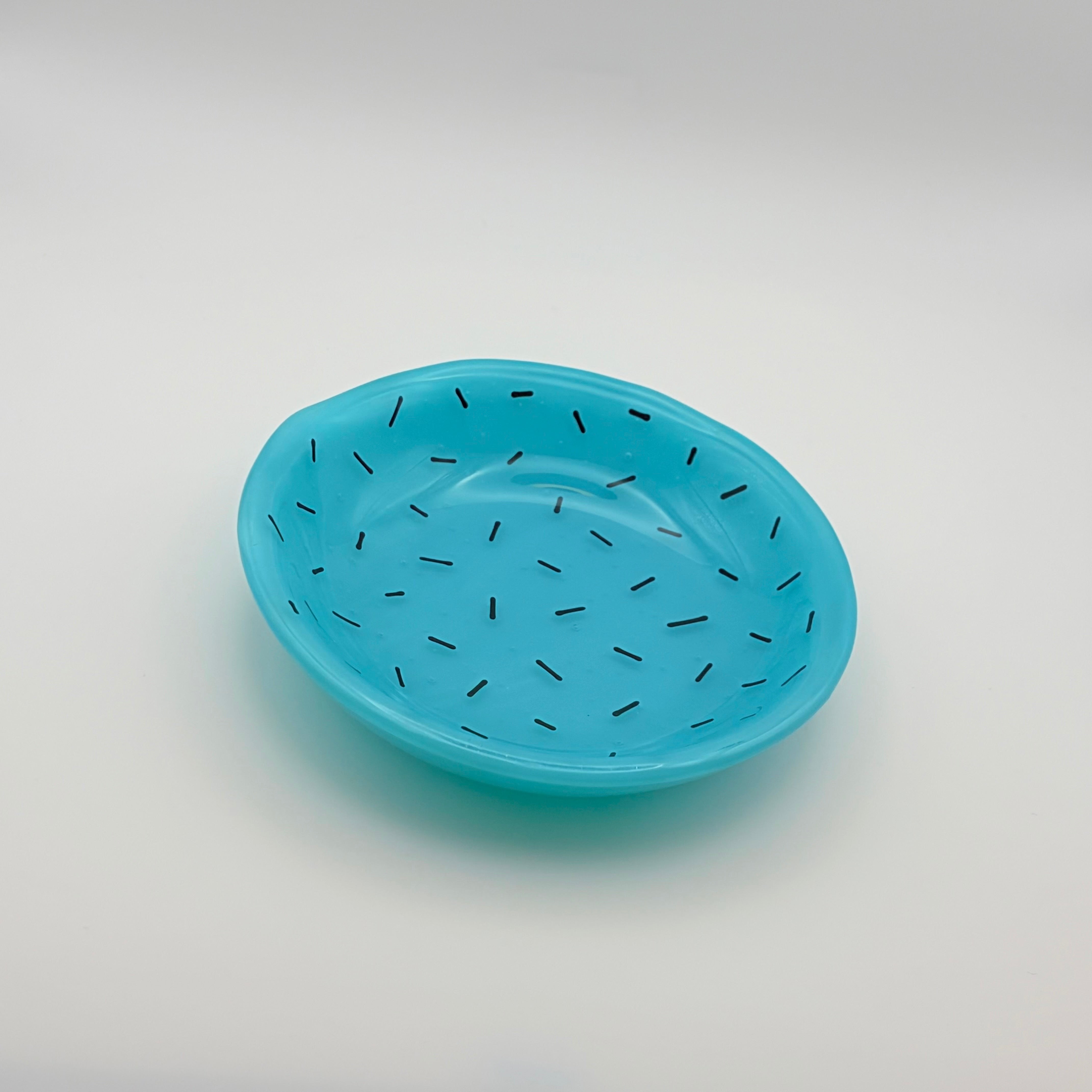 Medium Round Glass Dish | Blue Speckle