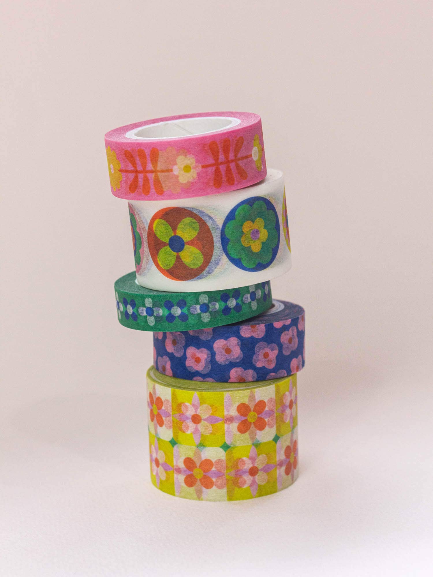 Flowerchain 10mm • Dainty Retro Flowers Skinny Washi Tape