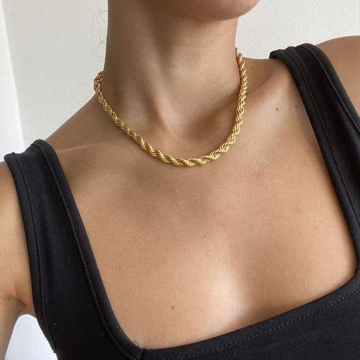 Hollyhock Rope Chain Necklace | Gold