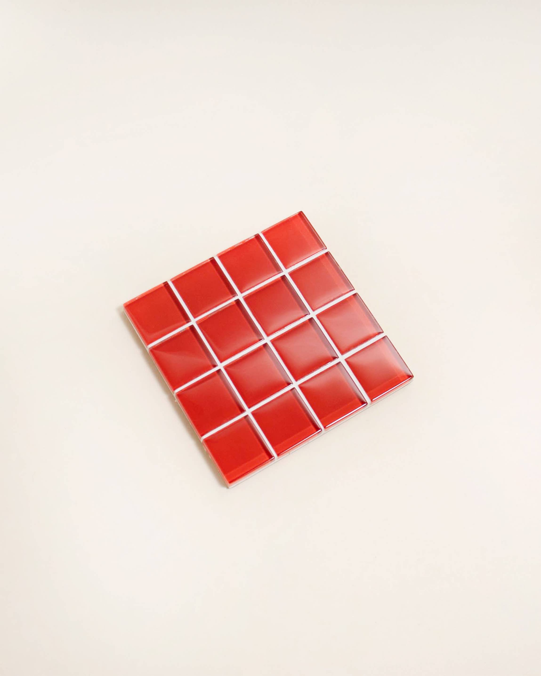 Glass Tile Coaster - It's Apple Red