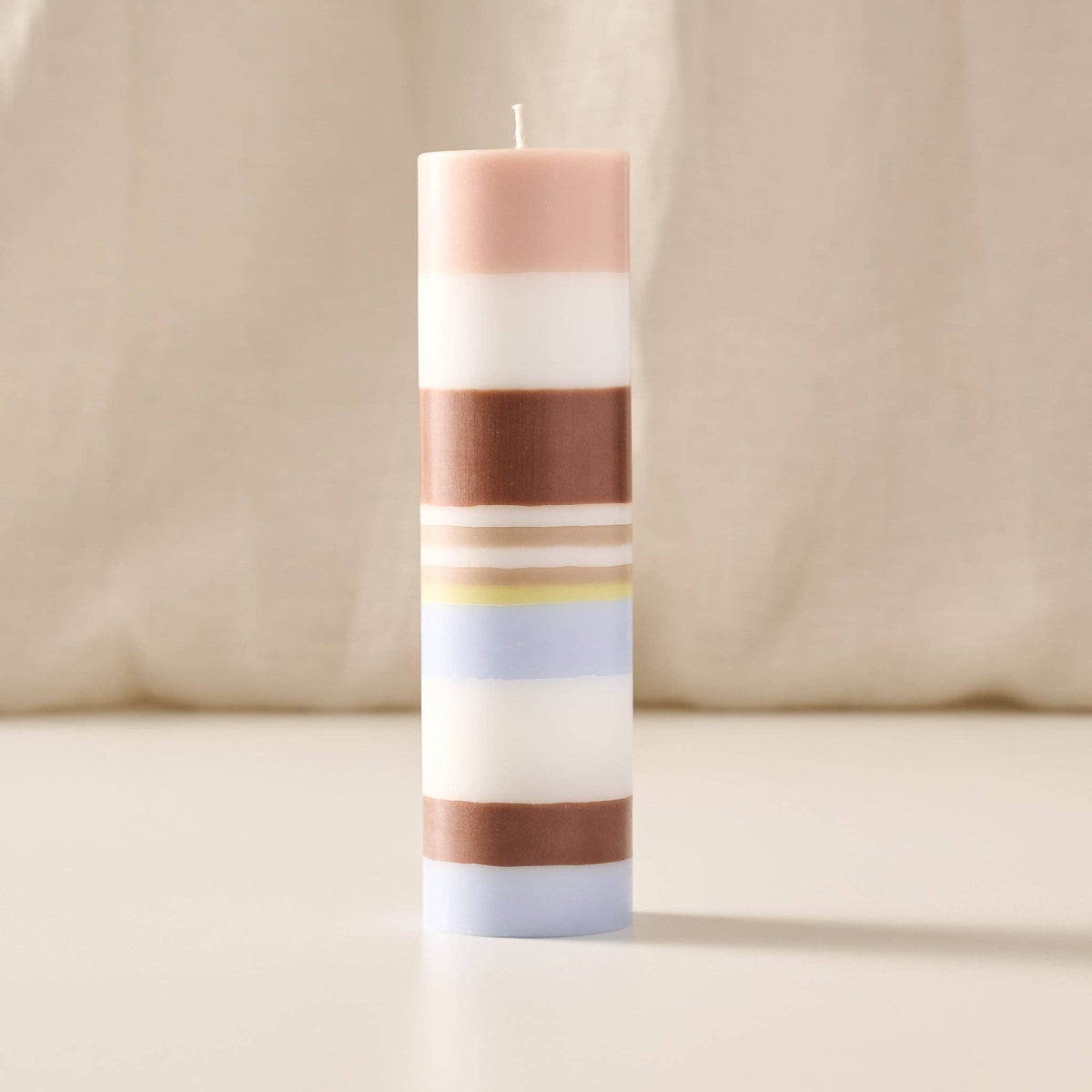 Dalan Medium Stripe Palm Wax Pillar Candle | Natural