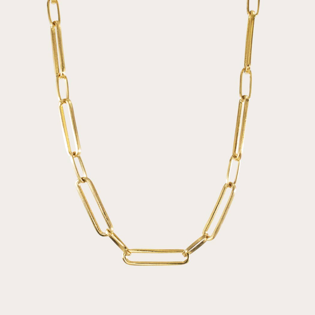 Minimal Curb Paperclip Chain Necklace | Gold