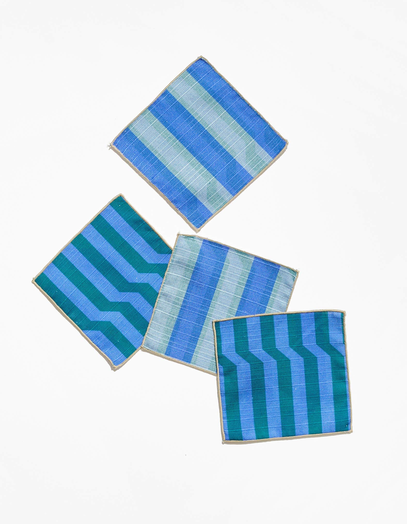 Cocktail Napkin Double Sided Stripe Marine