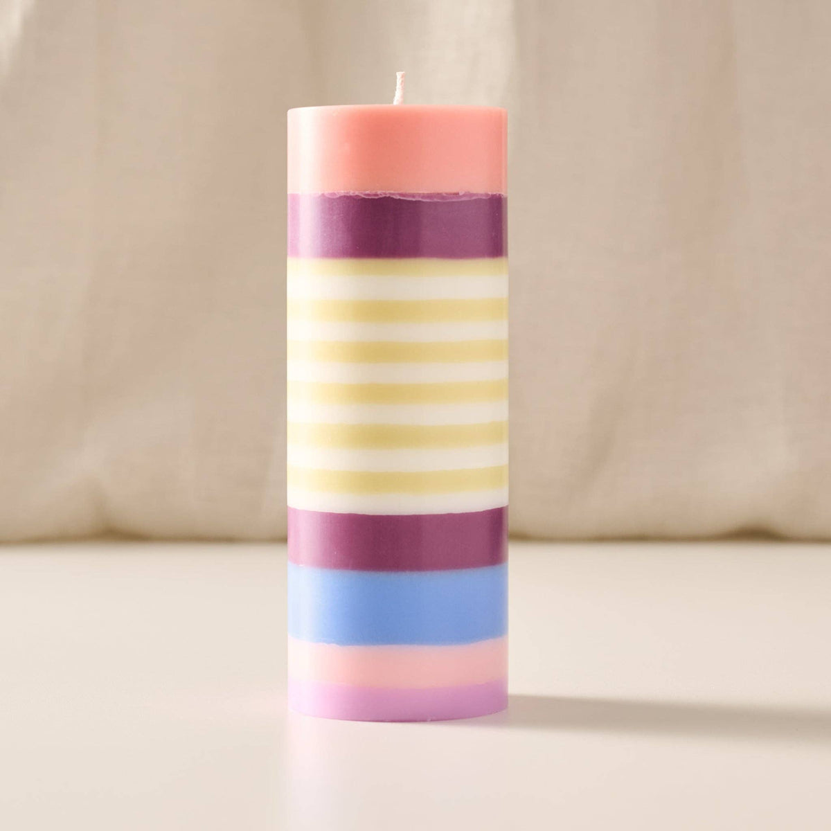 Obor Large Stripe Palm Wax Pillar Candle | Berry