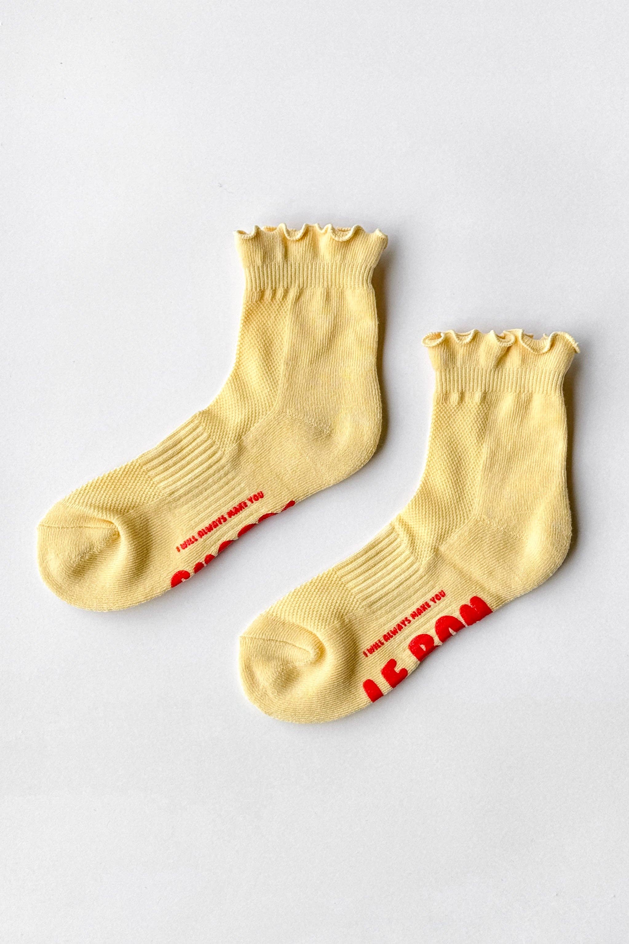Ruffled Hugger Crew Socks | Banana Cream