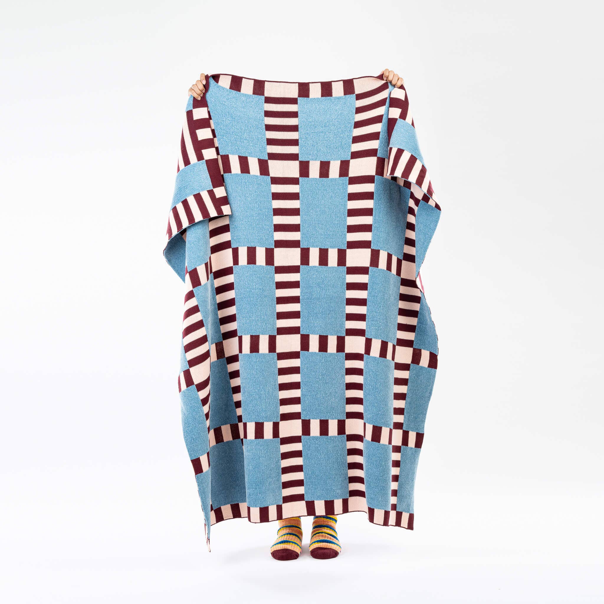 Tile Patch Chenille Throw | Stone Blue