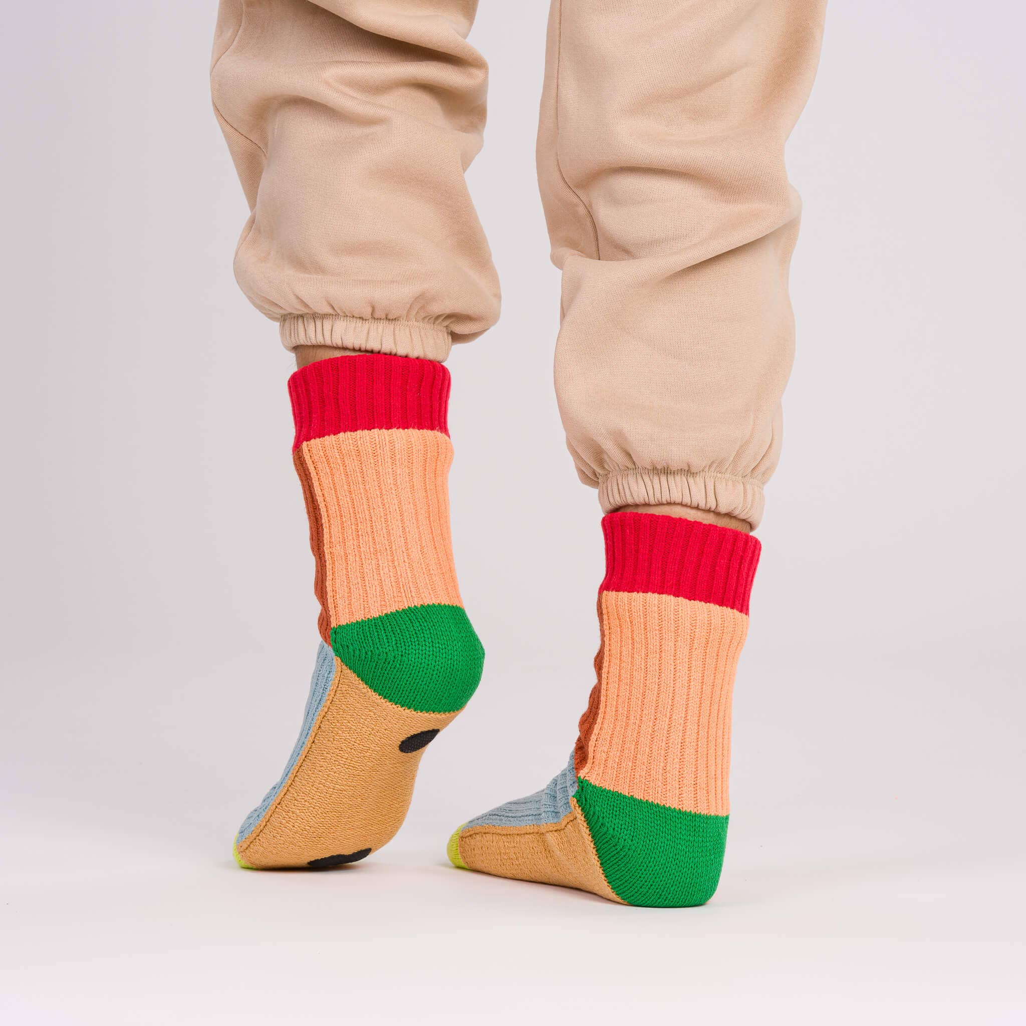 Kaleidoscope Knit House Socks | Stone Blue Rust