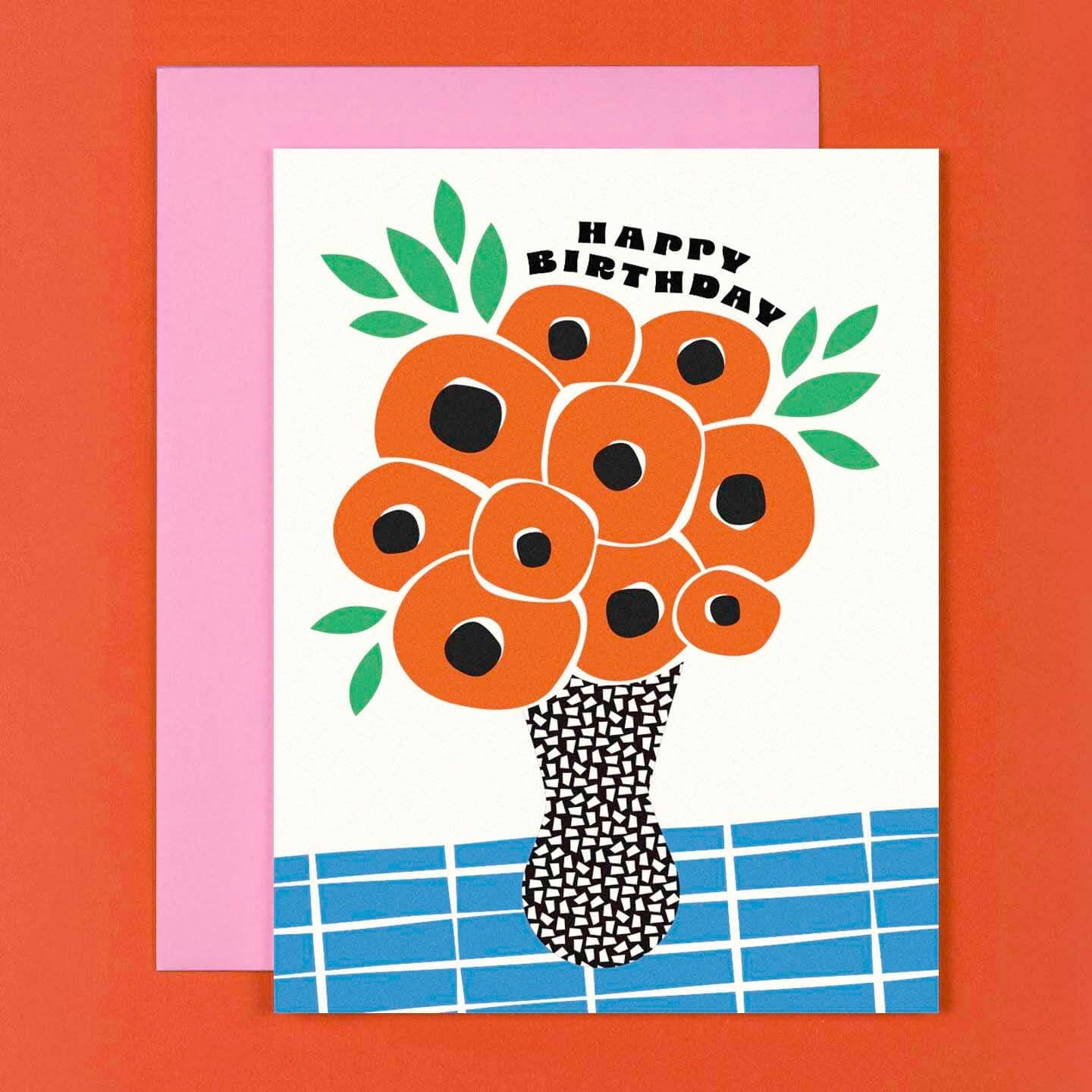 Poppy Vase (Blue) | Birthday Card