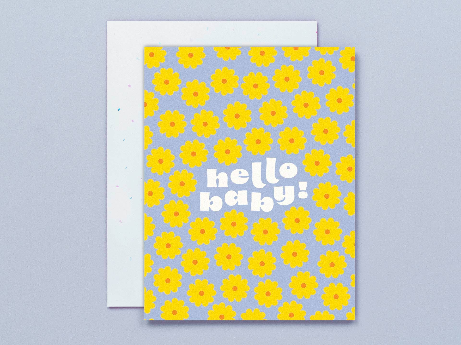 Baby Blooms • Hello Baby Retro Flower Pattern New Baby Card