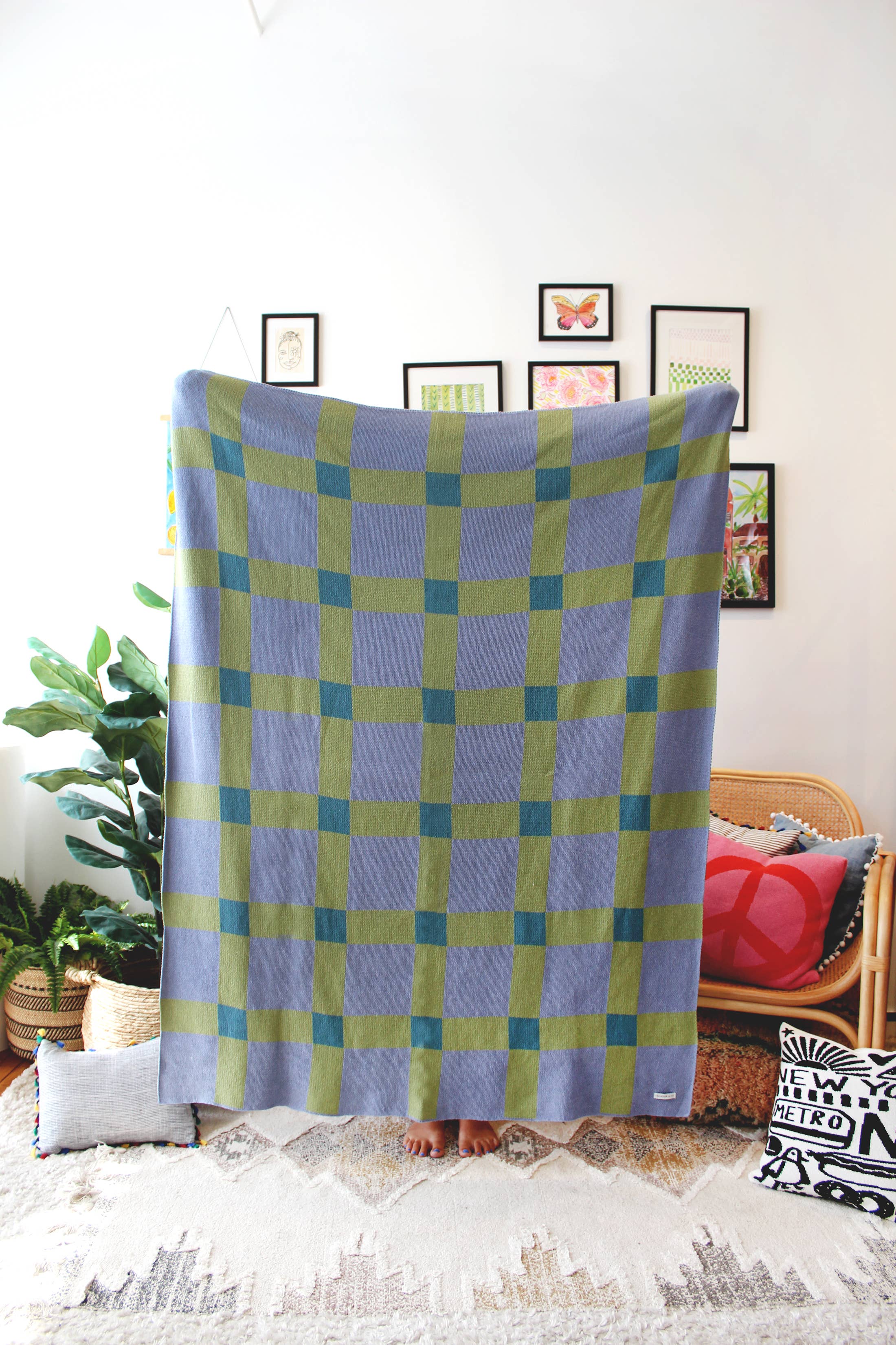 Gingham Knit Blanket | Blueberry Pie