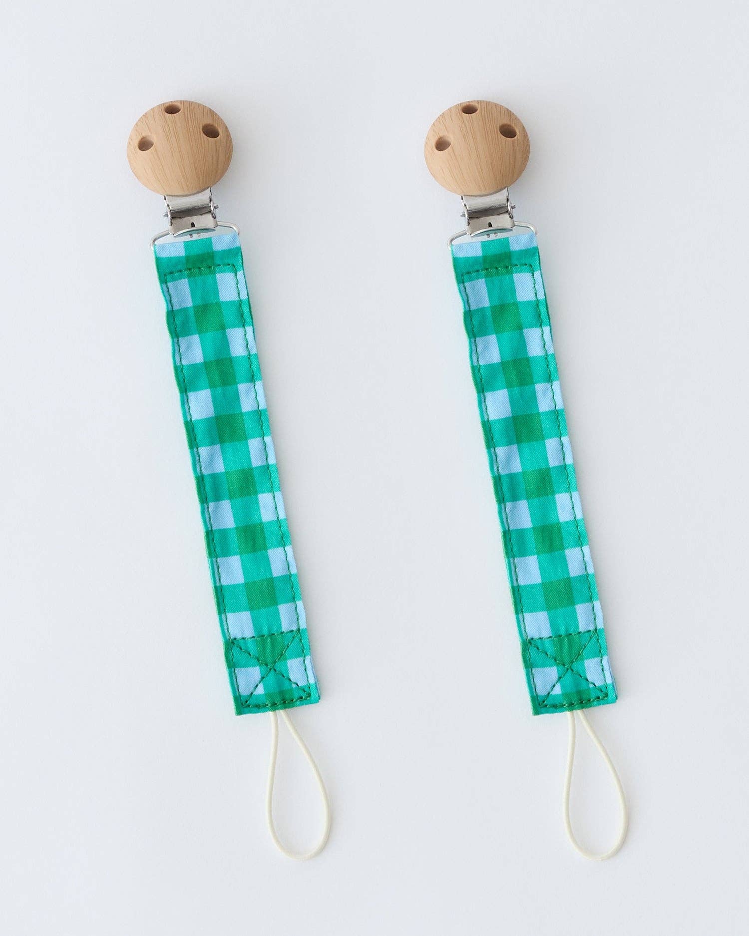 Pacifier Clip Two-Pack | Teal Gingham