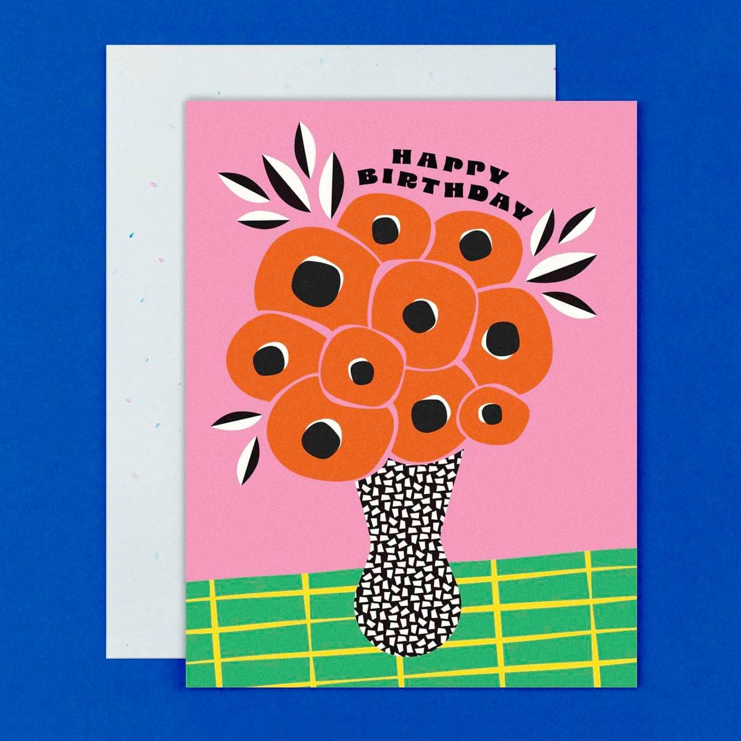 Poppy Vase (Green) | Birthday Card