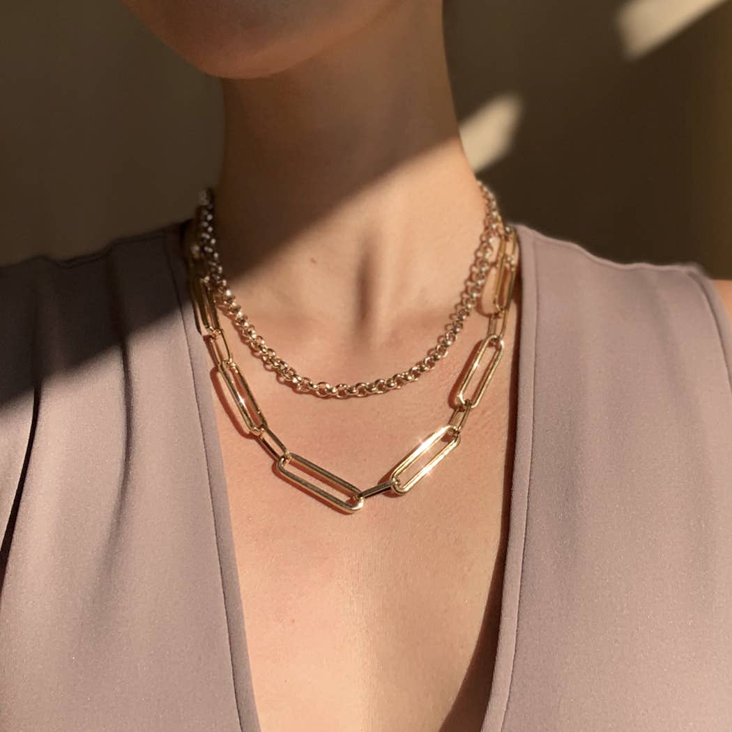 Minimal Curb Paperclip Chain Necklace | Gold