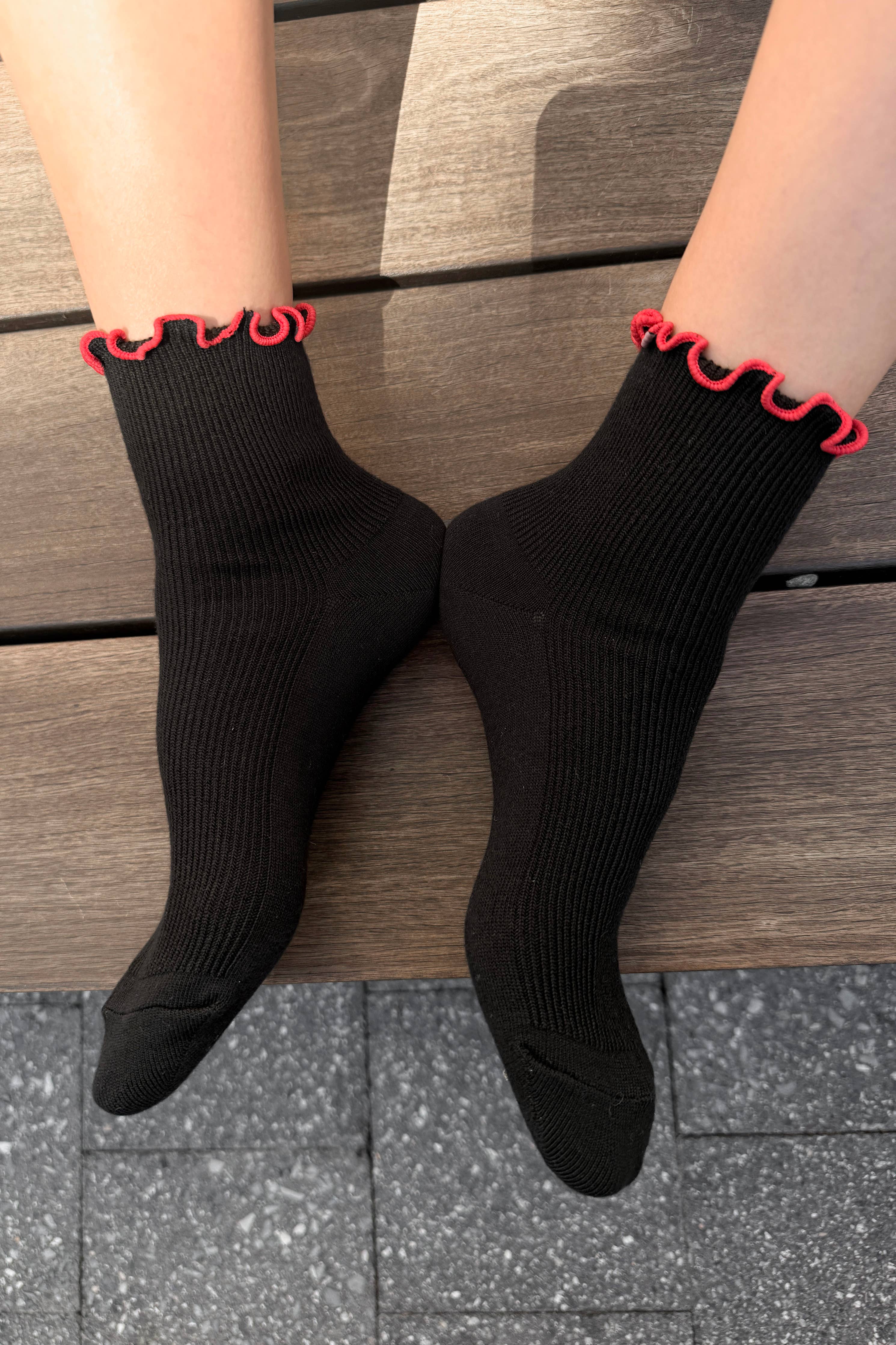 The Petite Ruffled Modal Socks | Baby Blue & Butter