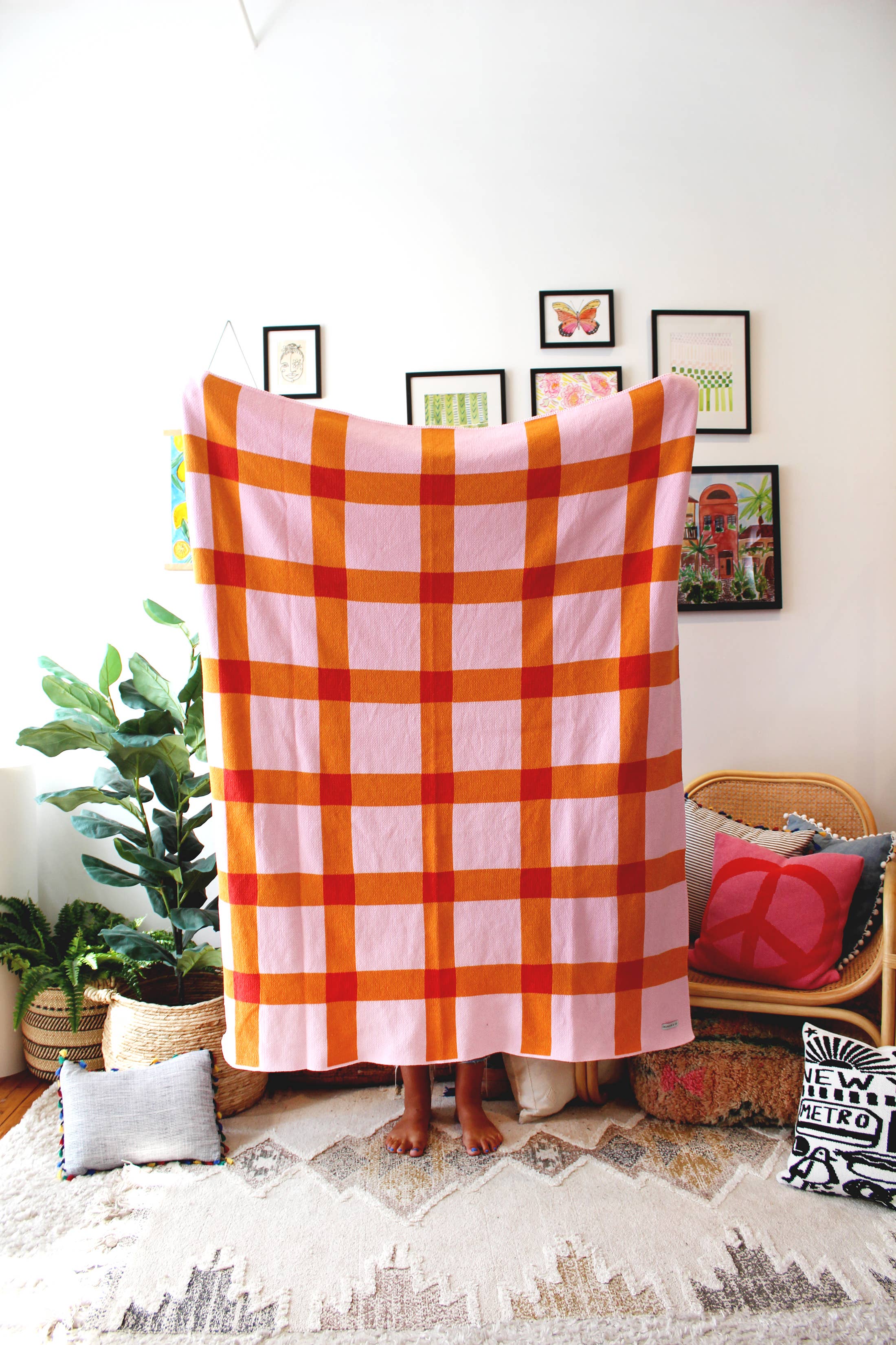 Gingham Knit Blanket | Strawberry Shortcake