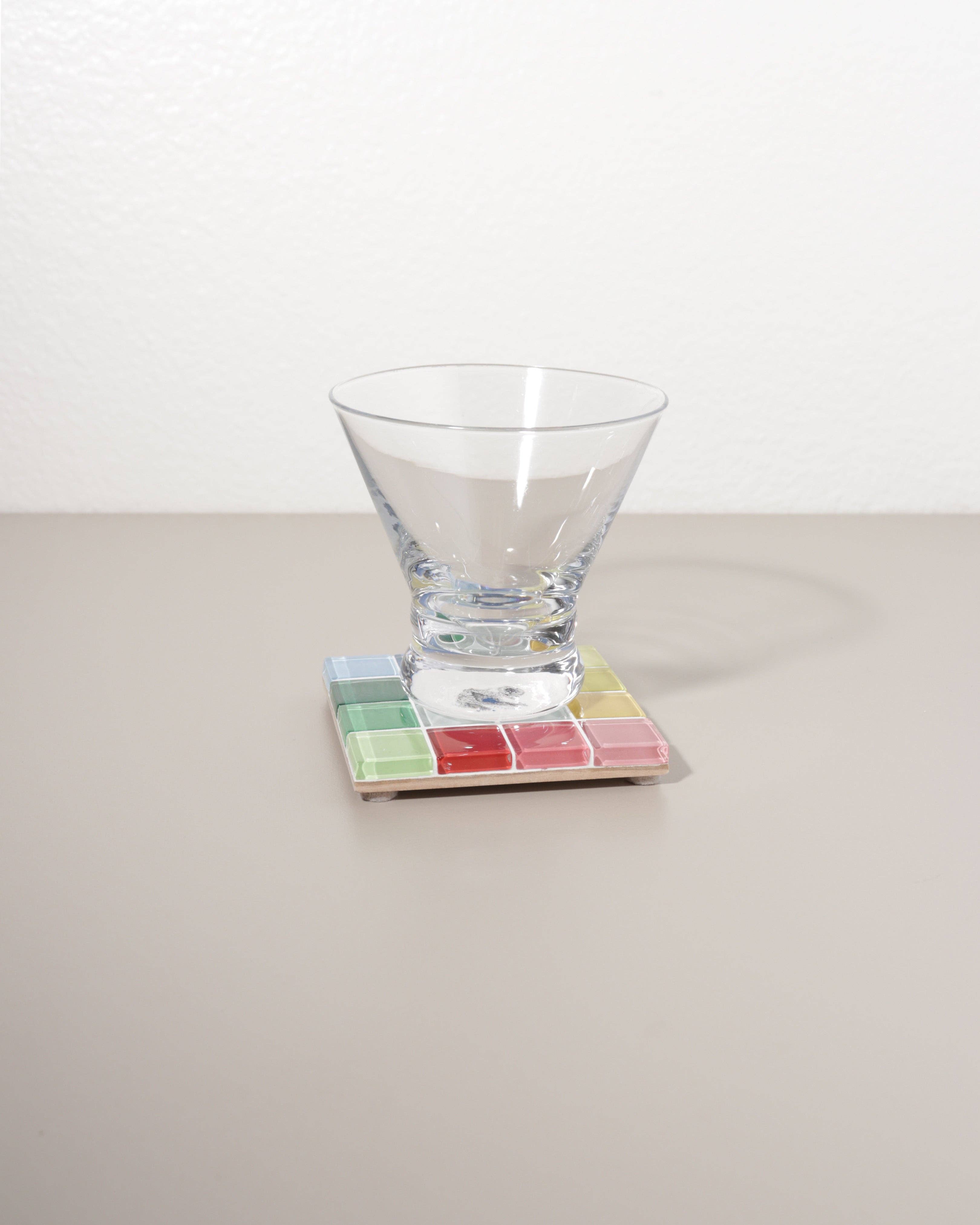 Glass Tile Coaster - Through A Window - Rainbow