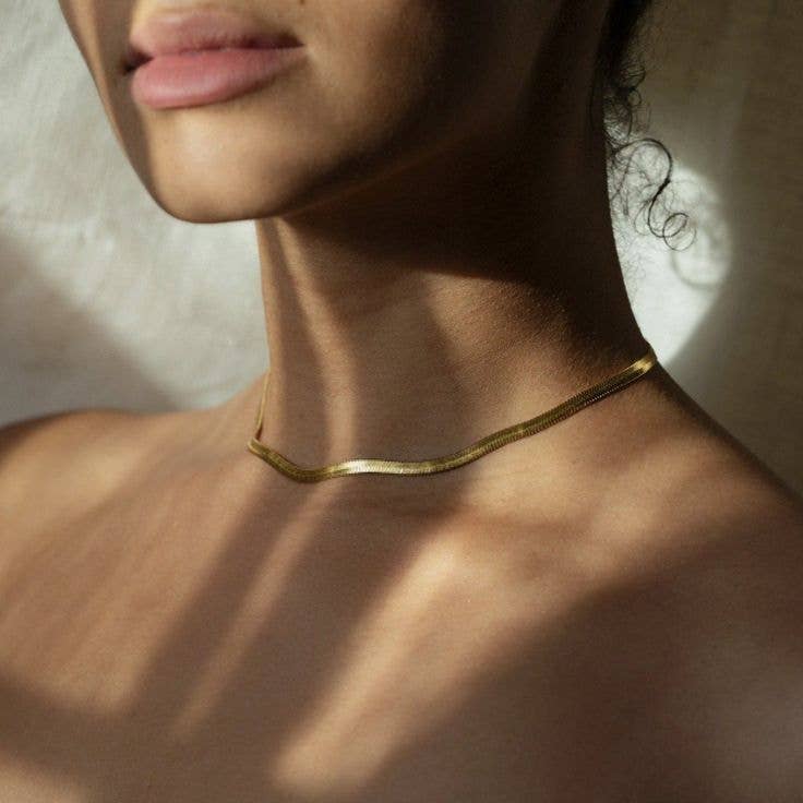 Herringbone Thin Snake Chain |  Gold