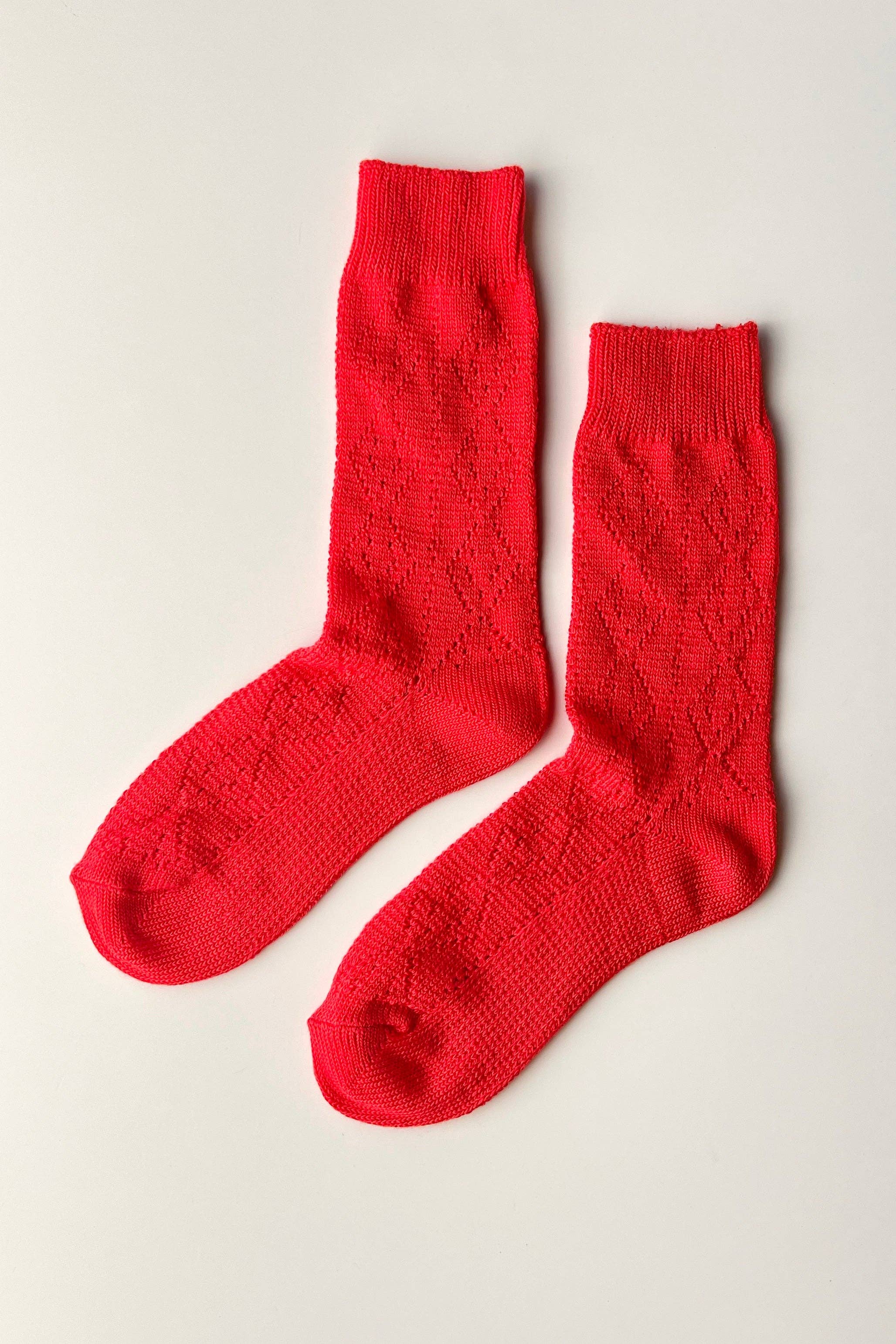 Modal Eyelet Socks | Poppy Red