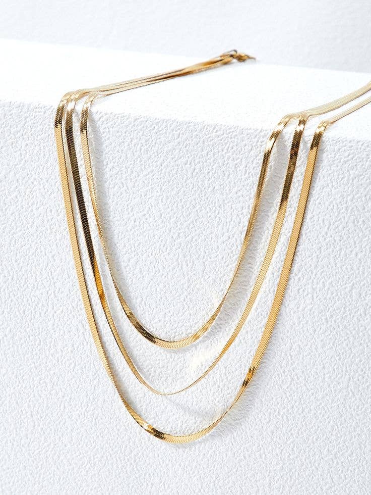 Herringbone Thin Snake Chain |  Gold